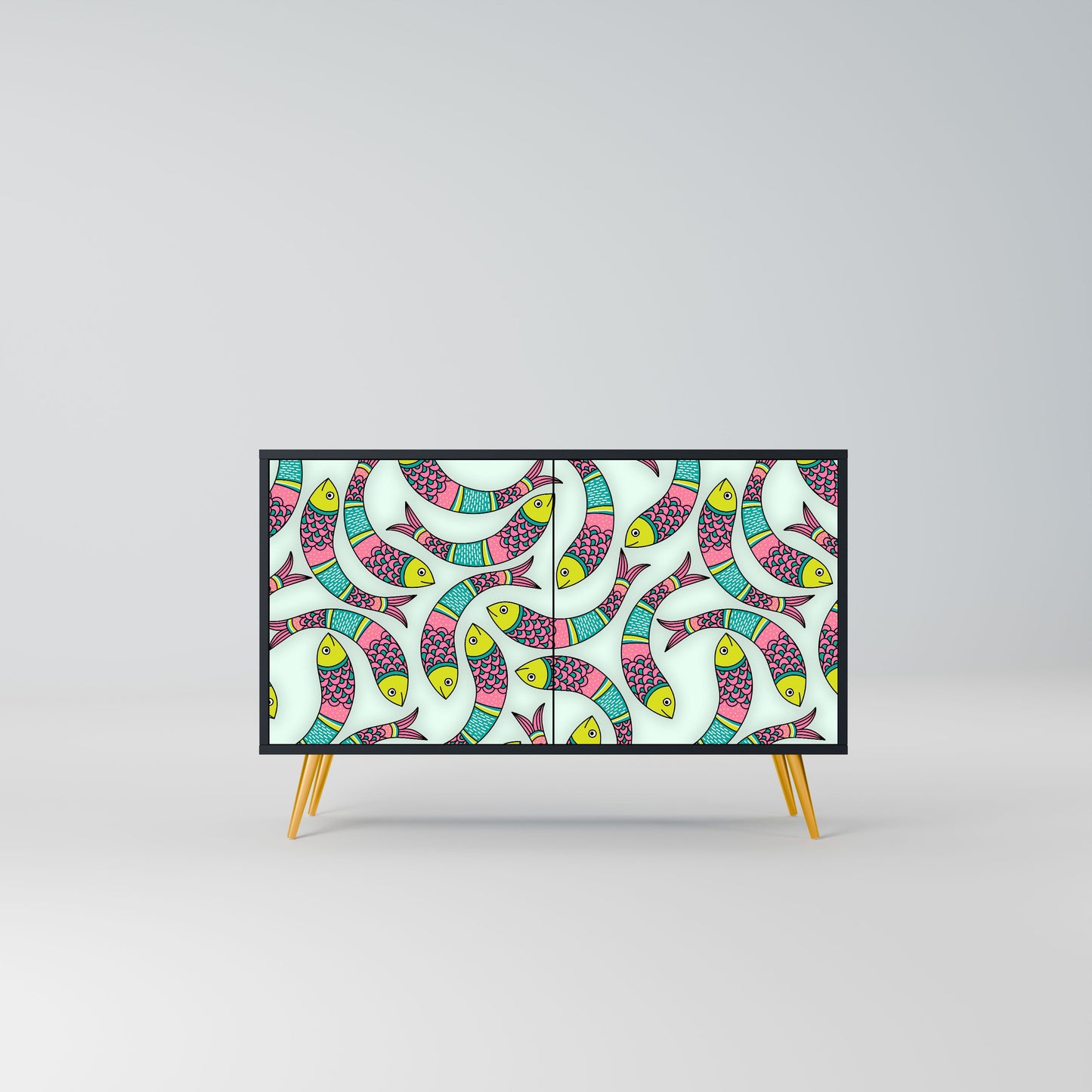 Credenza INDIAN FISH a 2 ante in finitura nera