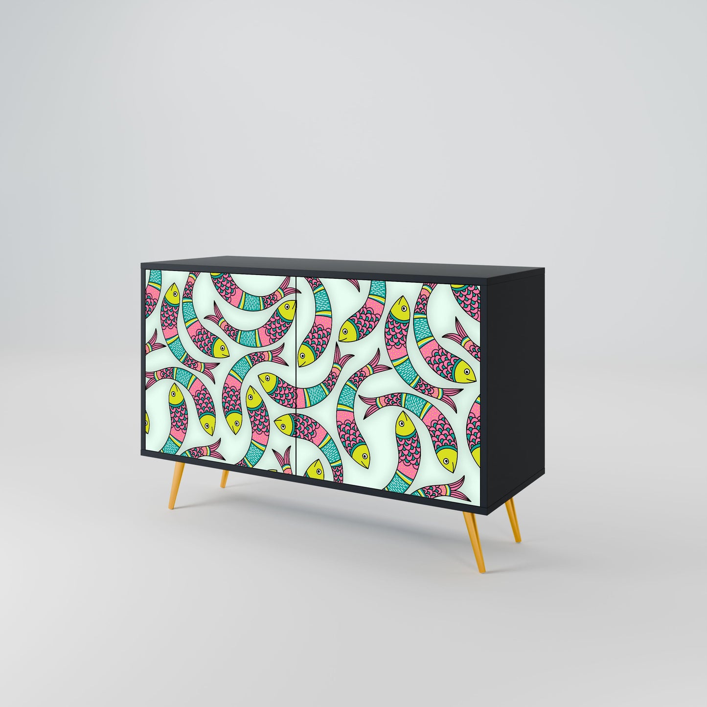 Credenza INDIAN FISH a 2 ante in finitura nera
