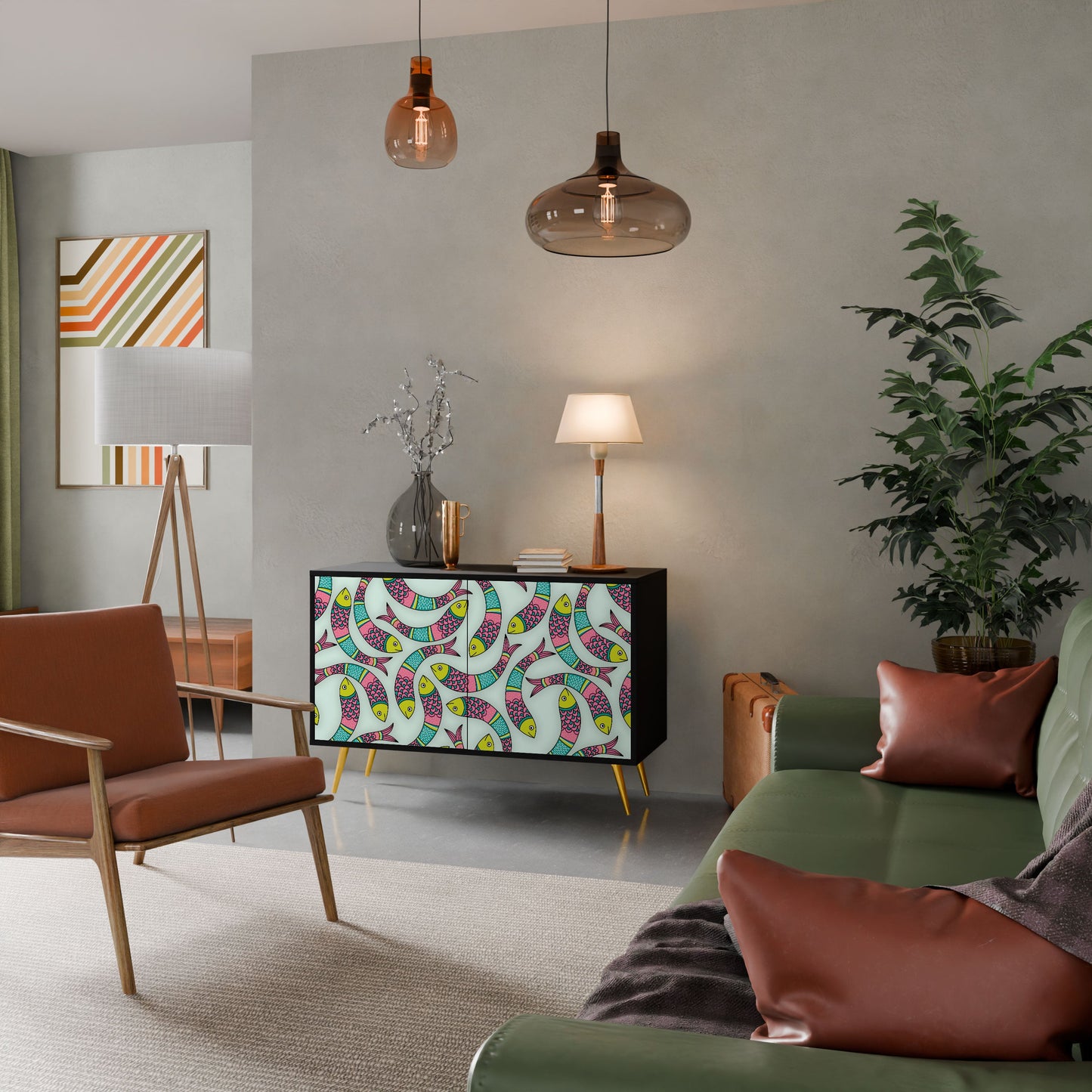 Credenza INDIAN FISH a 2 ante in finitura nera