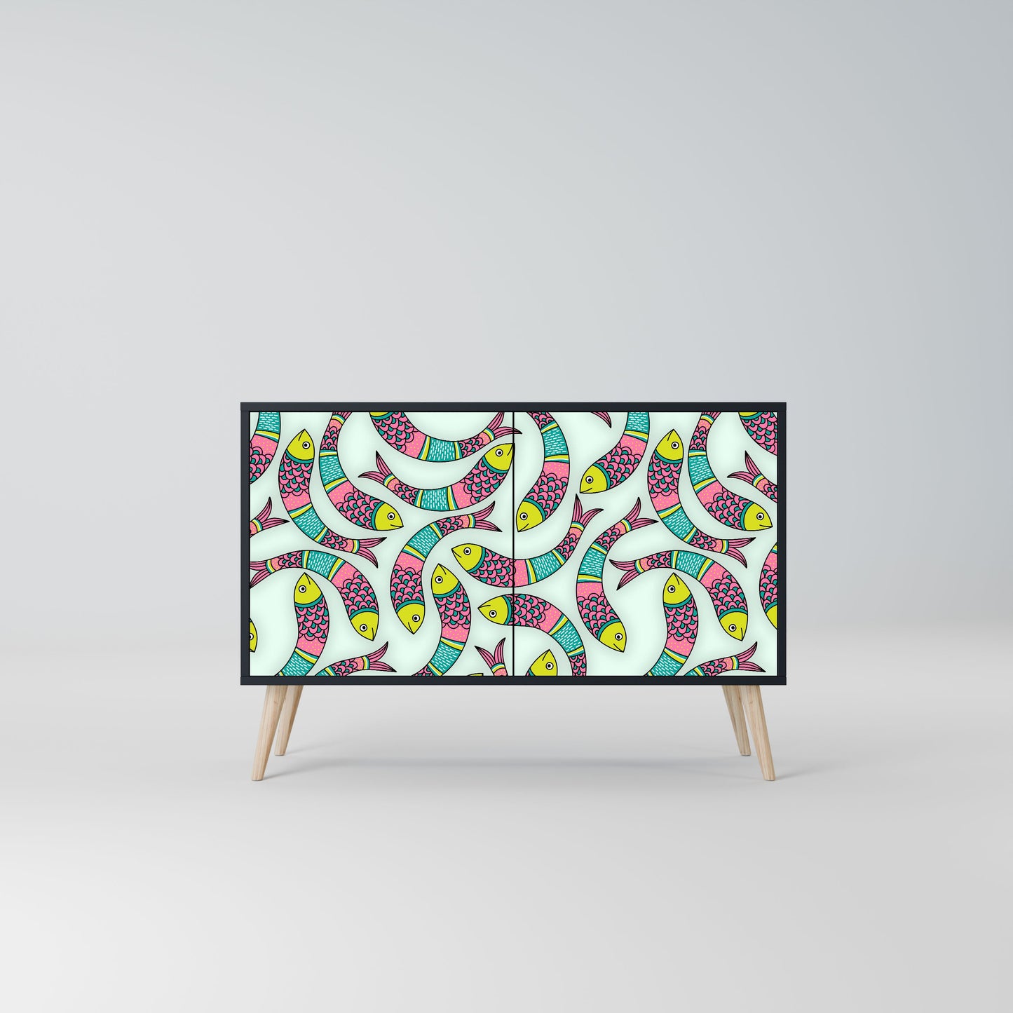 Credenza INDIAN FISH a 2 ante in finitura nera