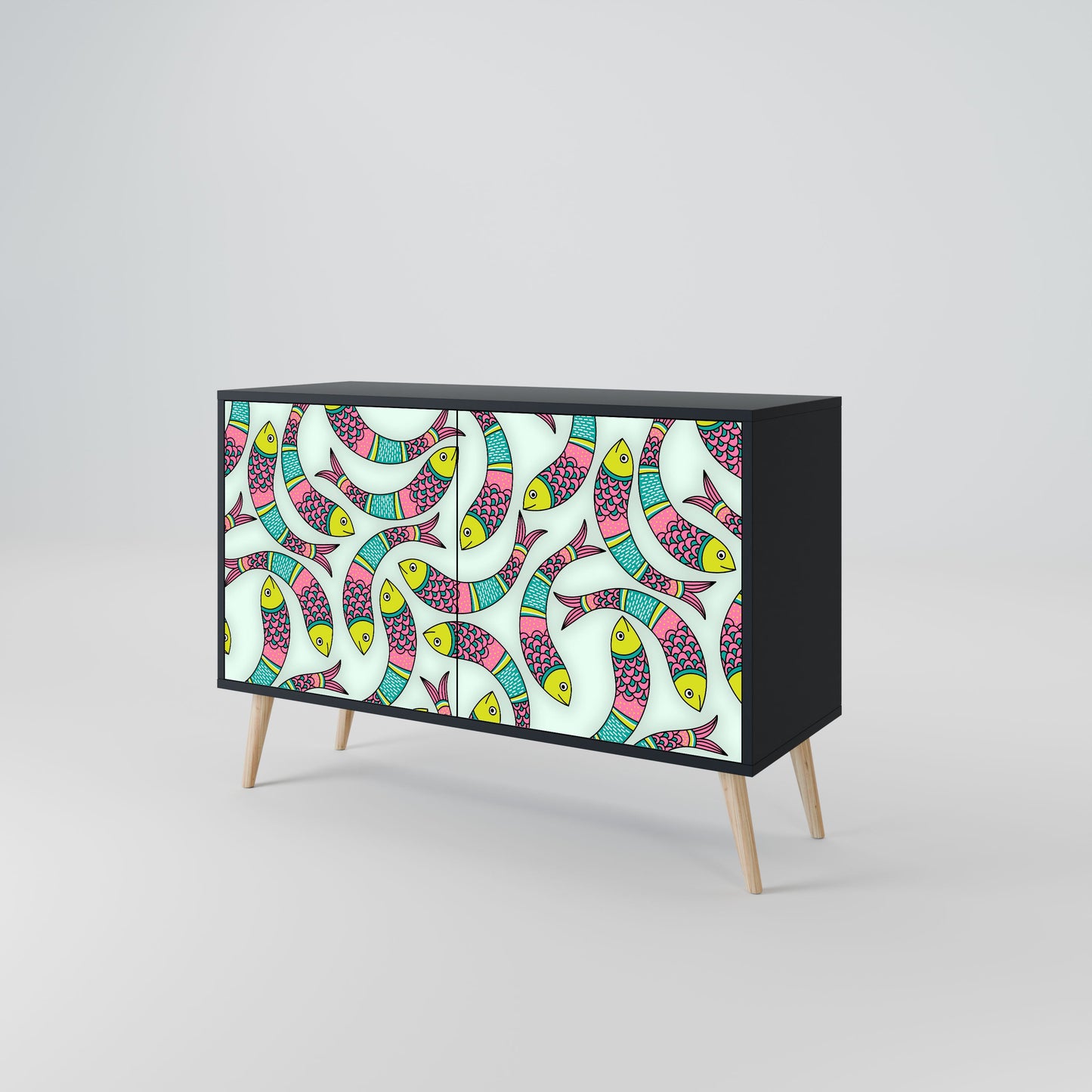 Credenza INDIAN FISH a 2 ante in finitura nera