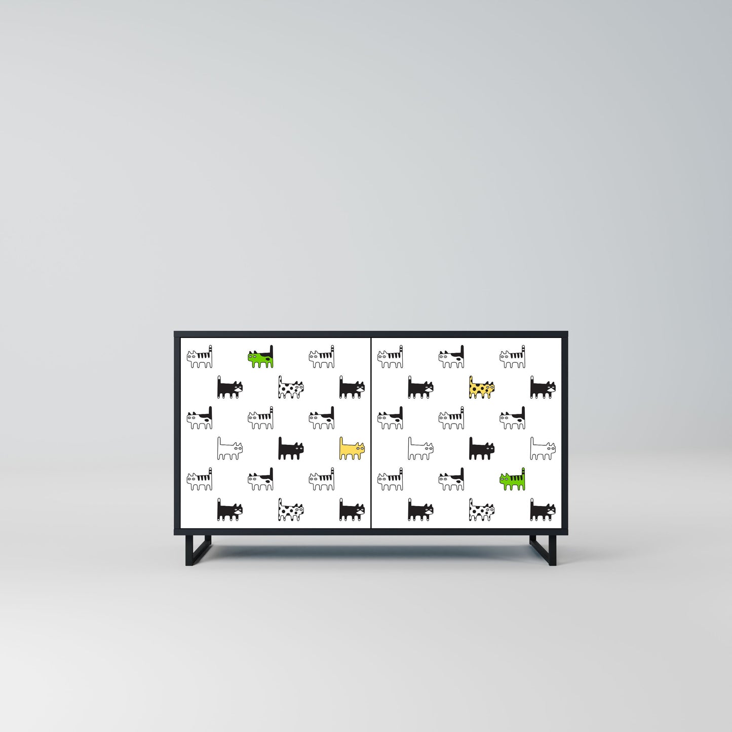 CATS COMPILATION Credenza a 2 ante in finitura nera