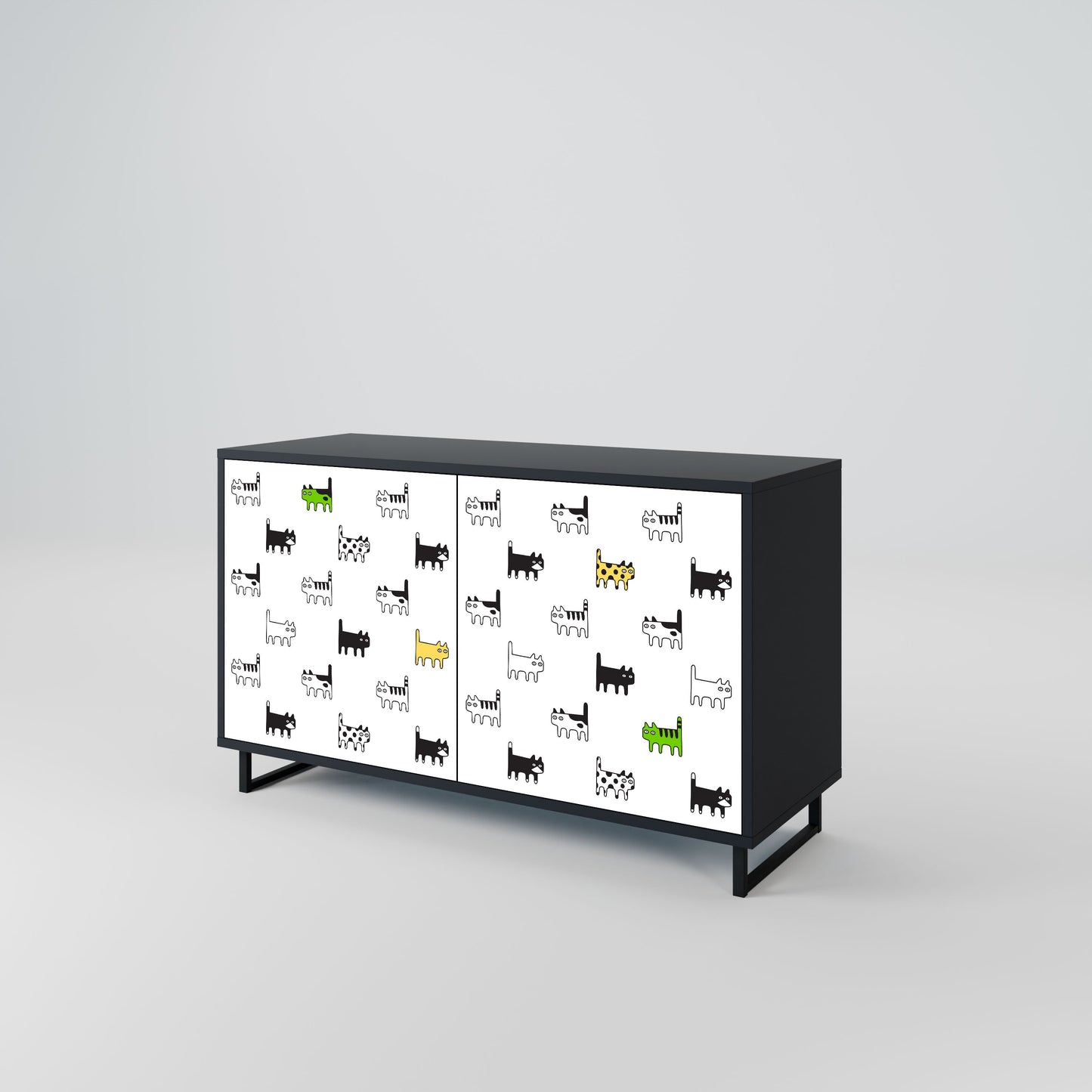 CATS COMPILATION Credenza a 2 ante in finitura nera
