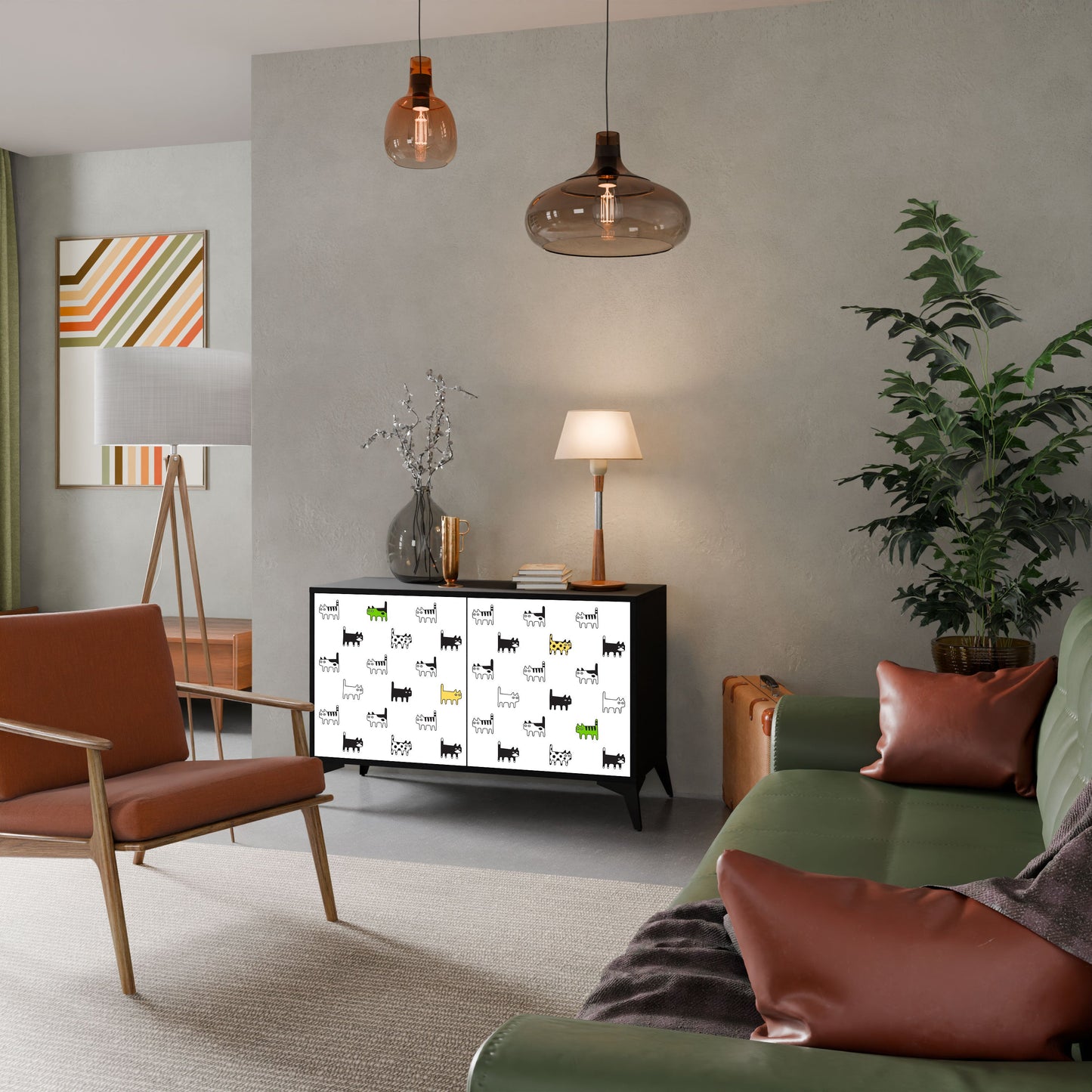 CATS COMPILATION Credenza a 2 ante in finitura nera