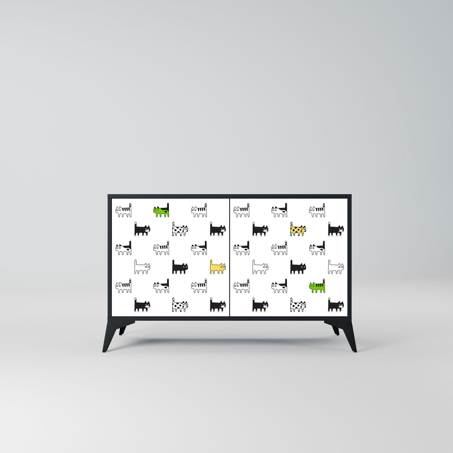 CATS COMPILATION Credenza a 2 ante in finitura nera