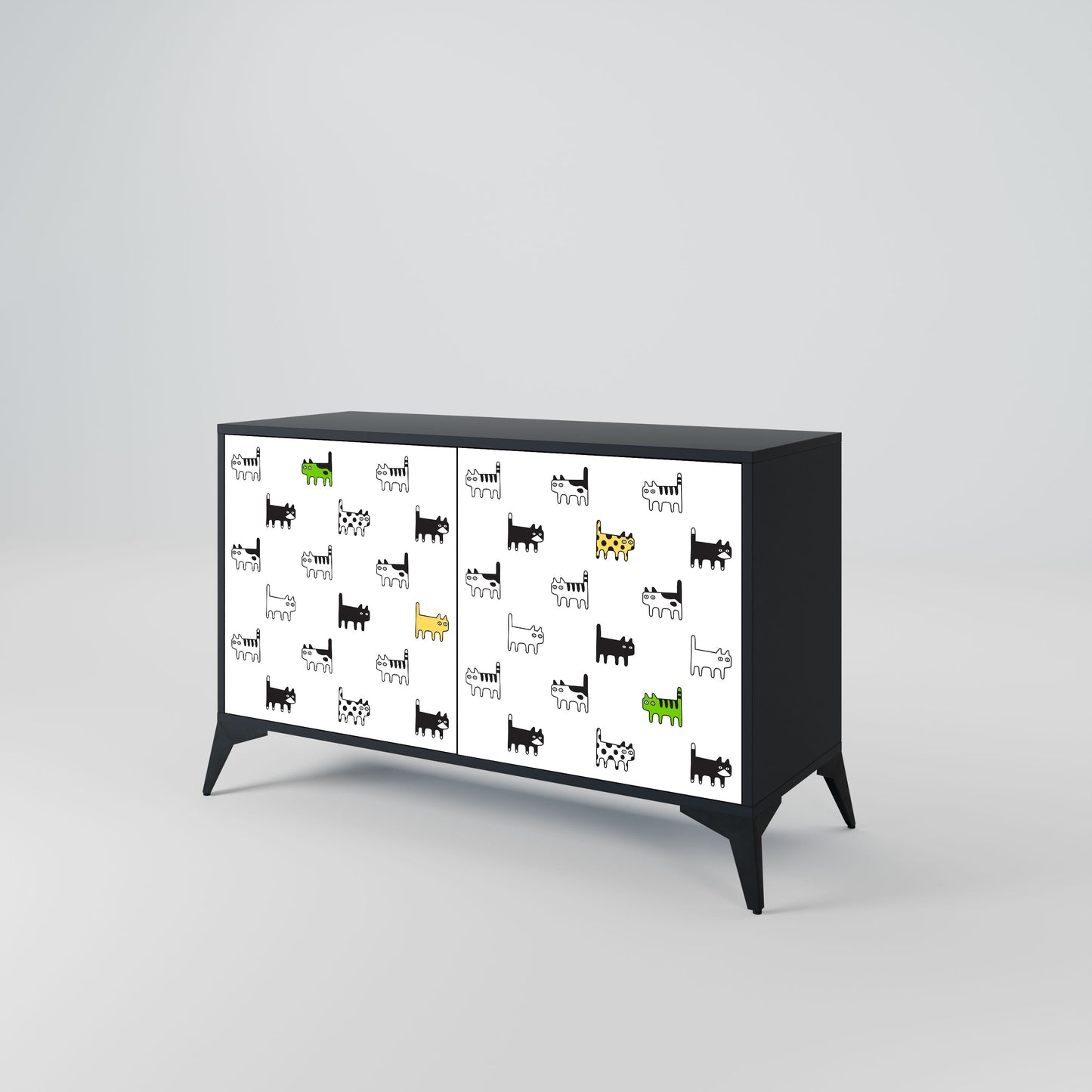 CATS COMPILATION Credenza a 2 ante in finitura nera