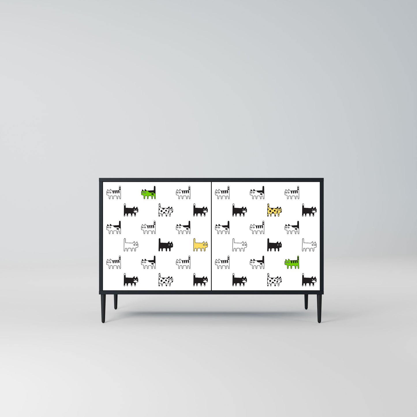 CATS COMPILATION Credenza a 2 ante in finitura nera