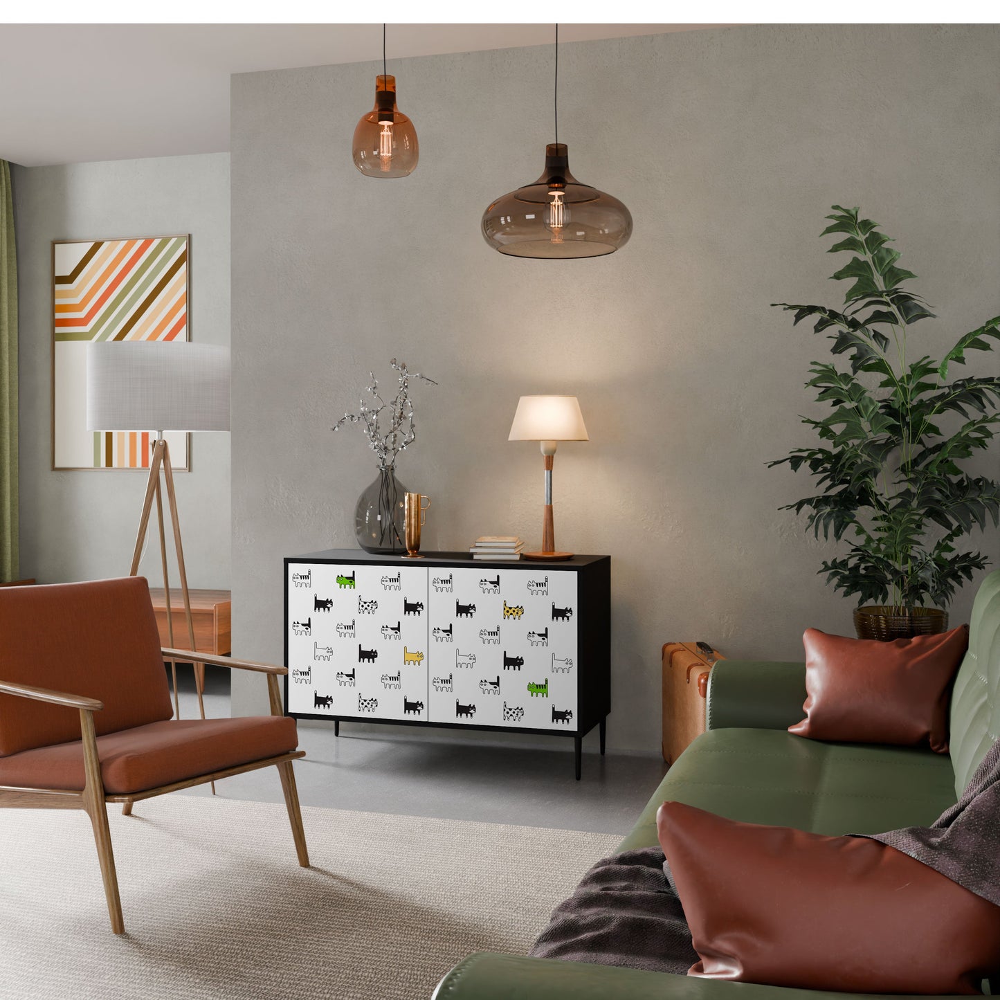 CATS COMPILATION Credenza a 2 ante in finitura nera