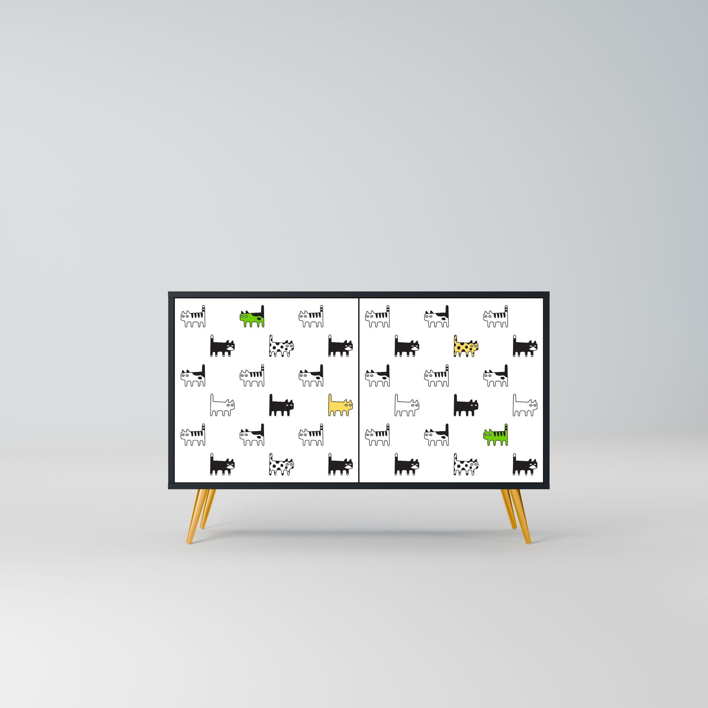 CATS COMPILATION Credenza a 2 ante in finitura nera