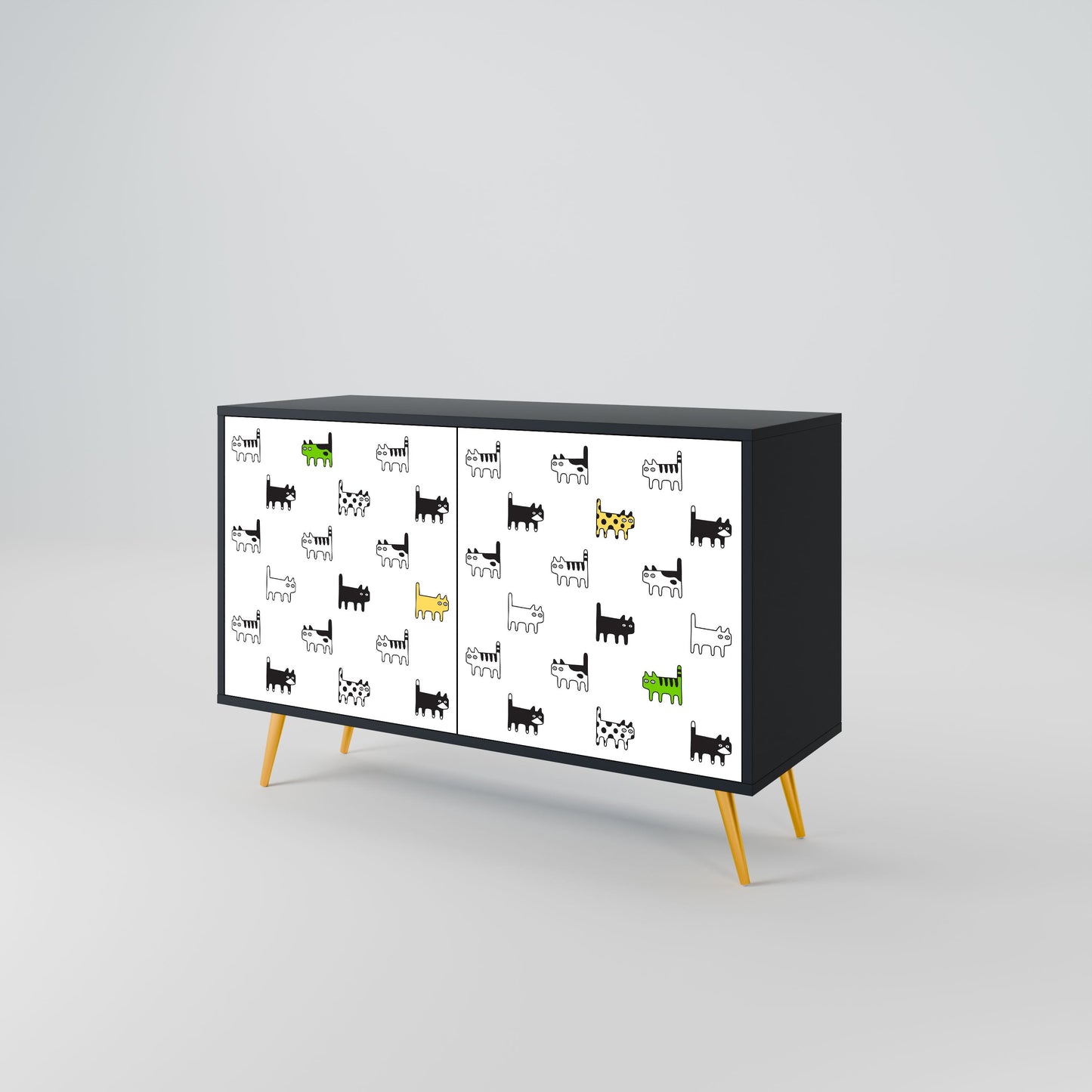CATS COMPILATION Credenza a 2 ante in finitura nera