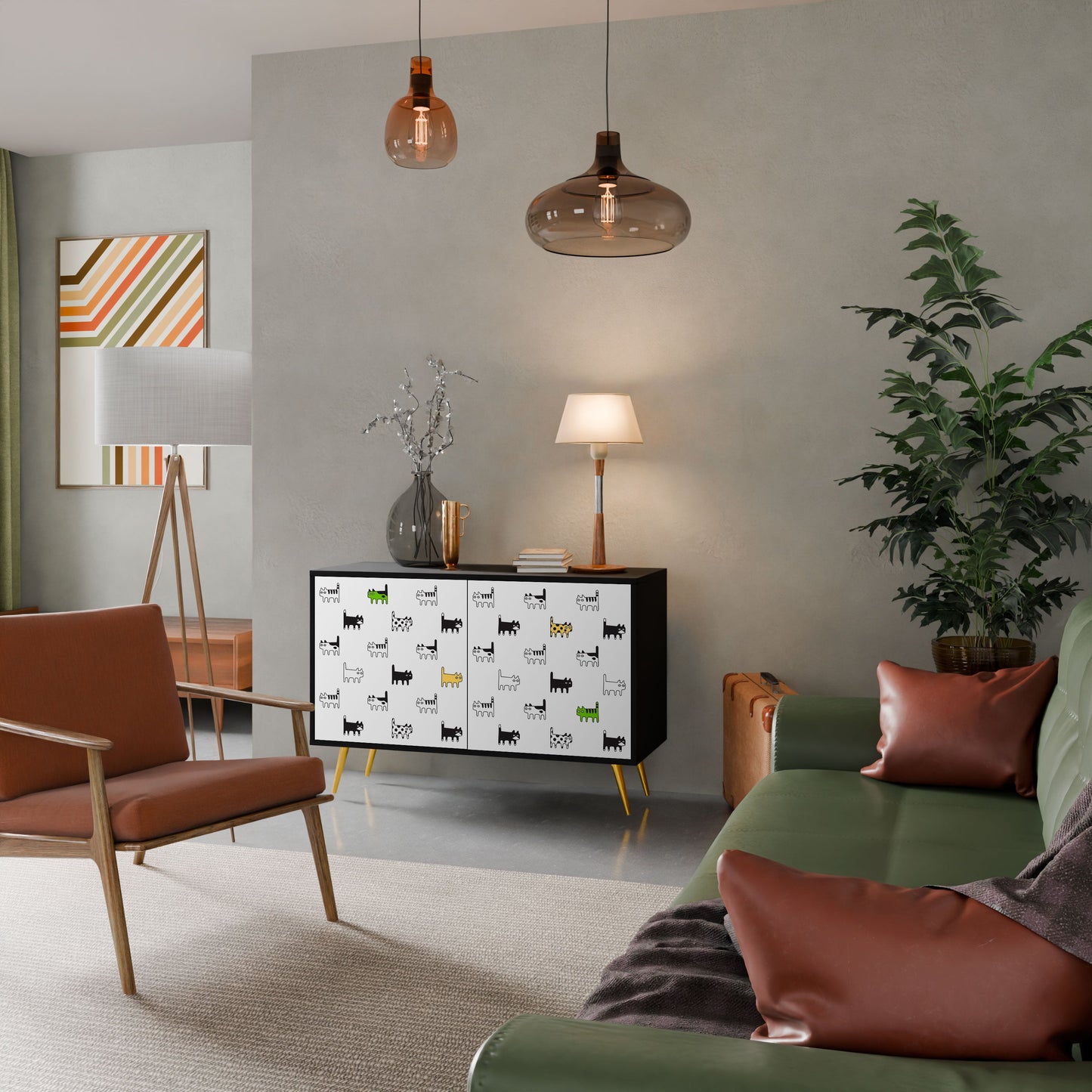 CATS COMPILATION Credenza a 2 ante in finitura nera