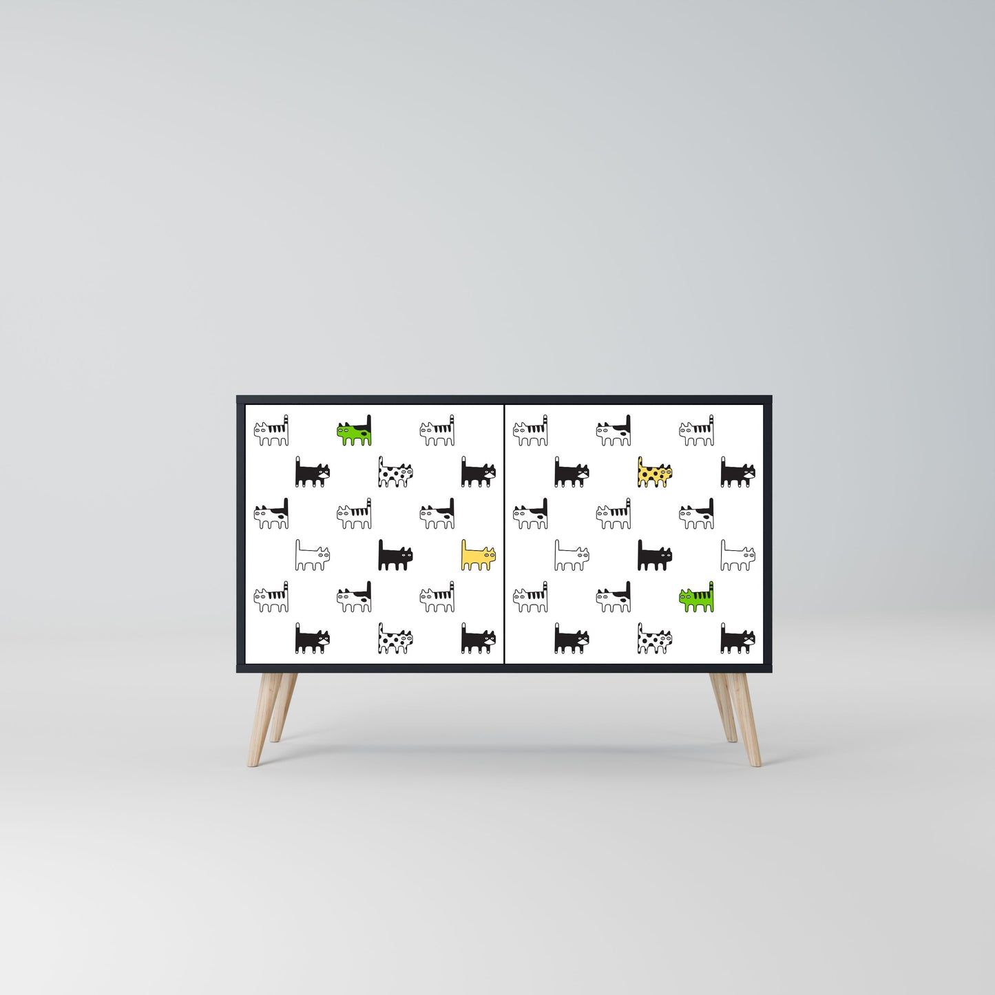 CATS COMPILATION Credenza a 2 ante in finitura nera