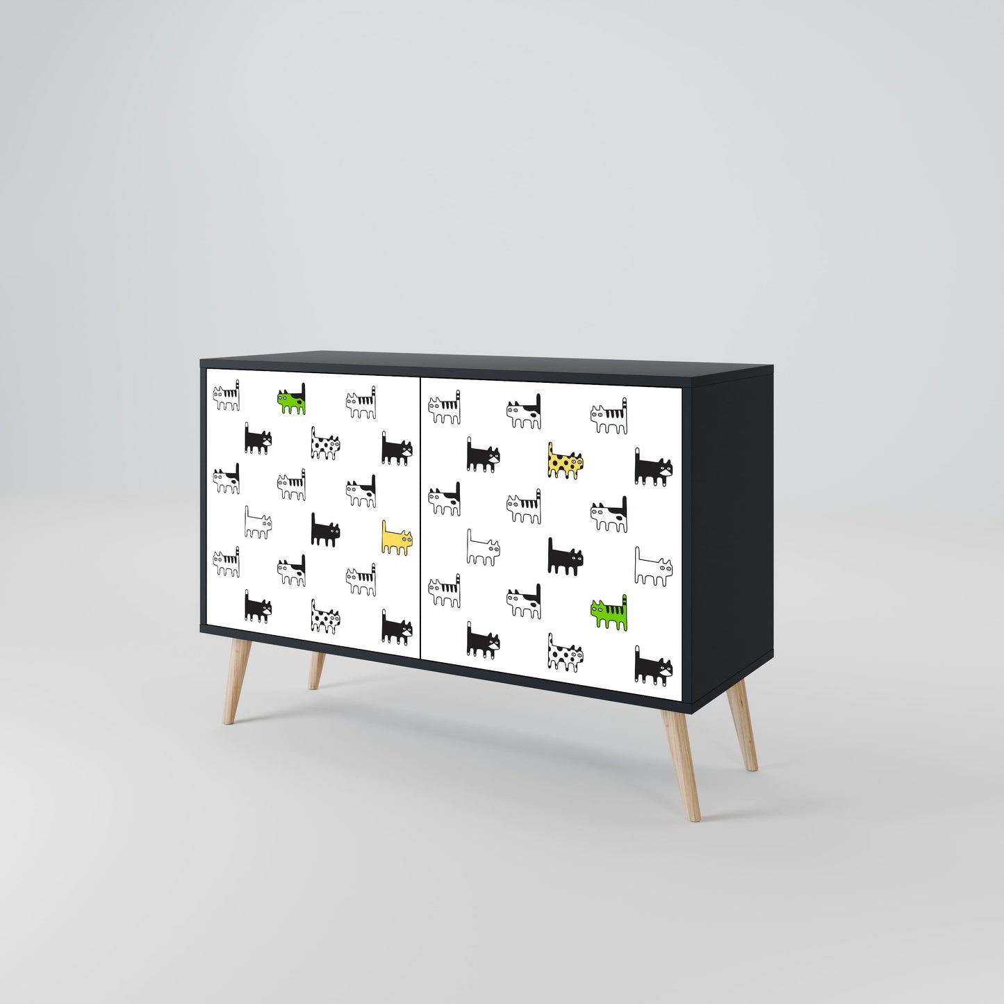 CATS COMPILATION Credenza a 2 ante in finitura nera