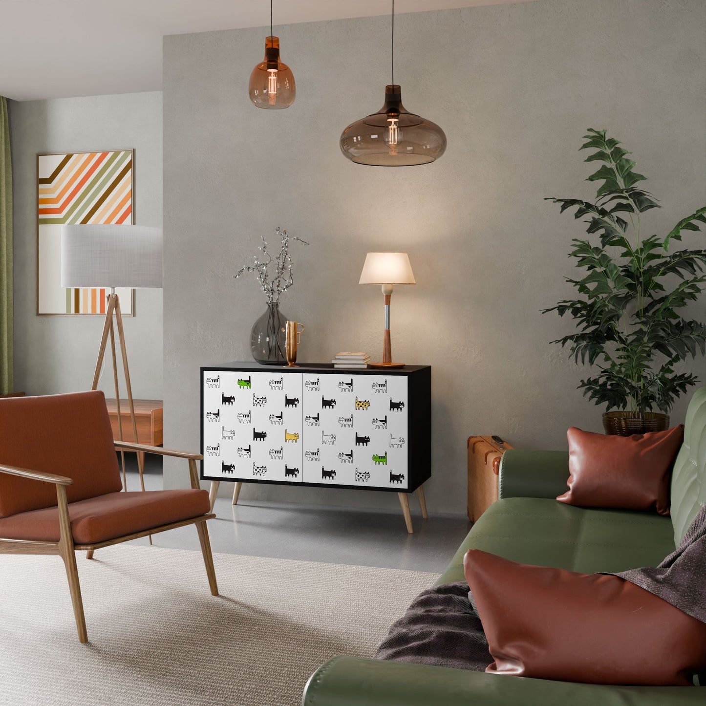 CATS COMPILATION Credenza a 2 ante in finitura nera