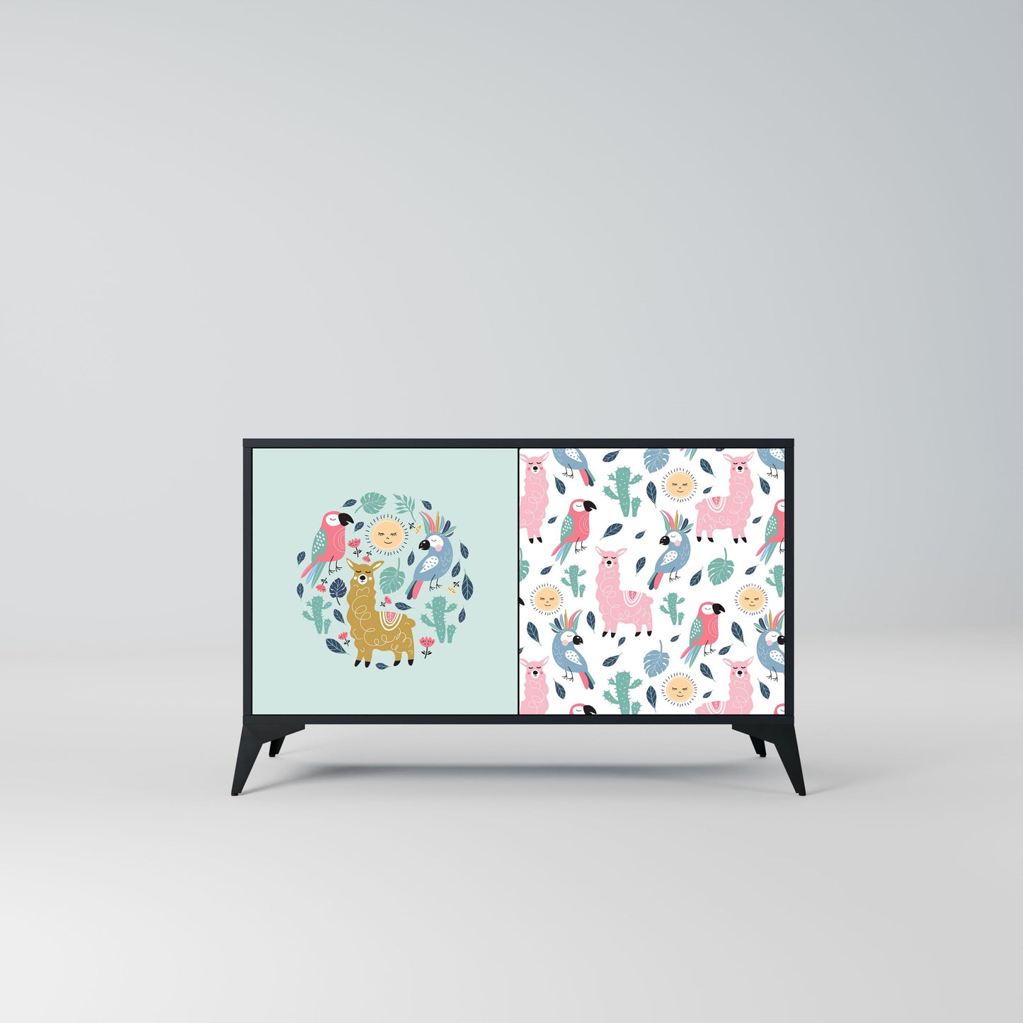 Credenza a 2 ante COLORFUL ALPACAS in finitura nera