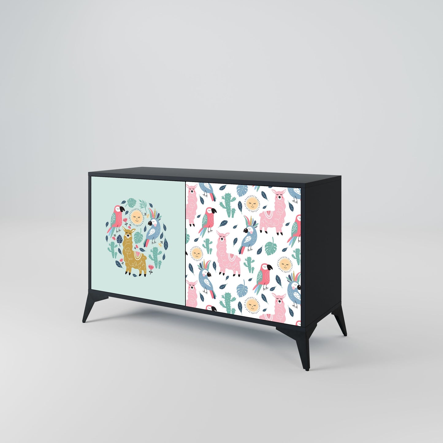 Credenza a 2 ante COLORFUL ALPACAS in finitura nera
