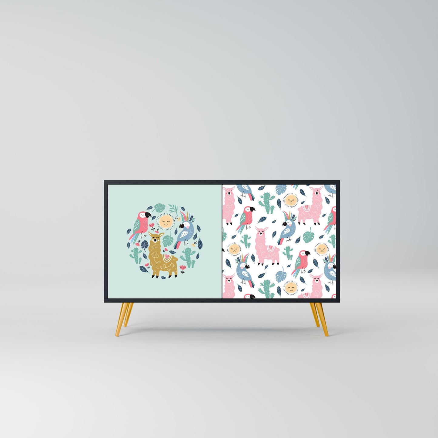 Credenza a 2 ante COLORFUL ALPACAS in finitura nera