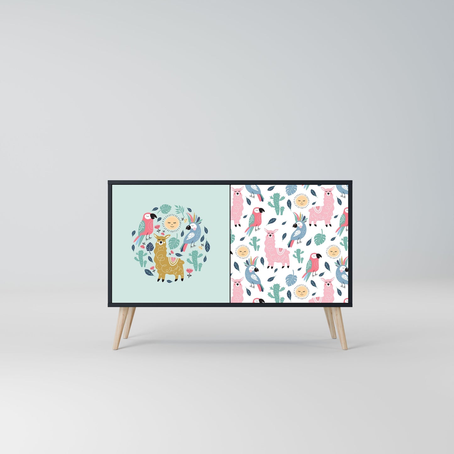 Credenza a 2 ante COLORFUL ALPACAS in finitura nera