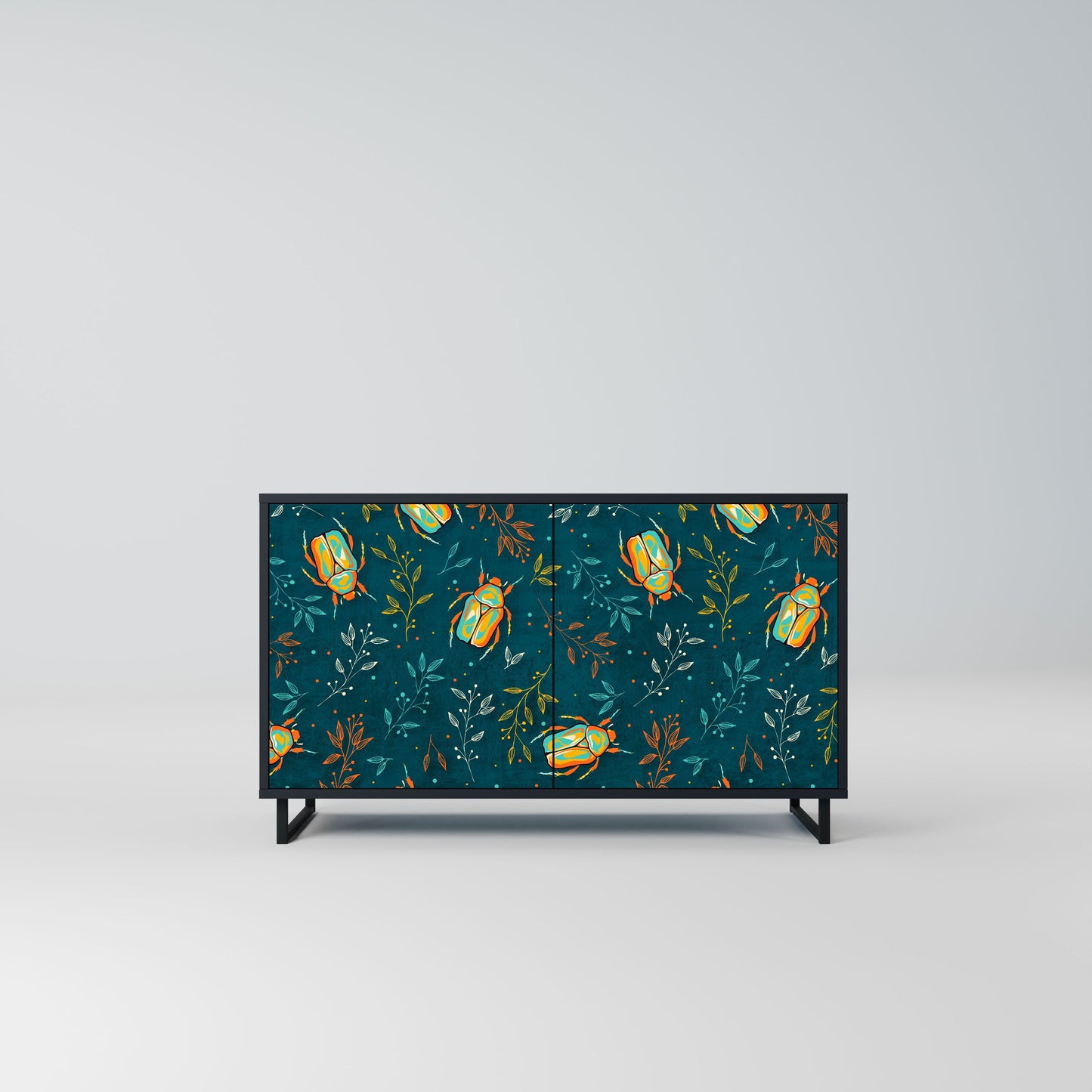 Credenza AUTUMN INSECTS a 2 ante in finitura nera