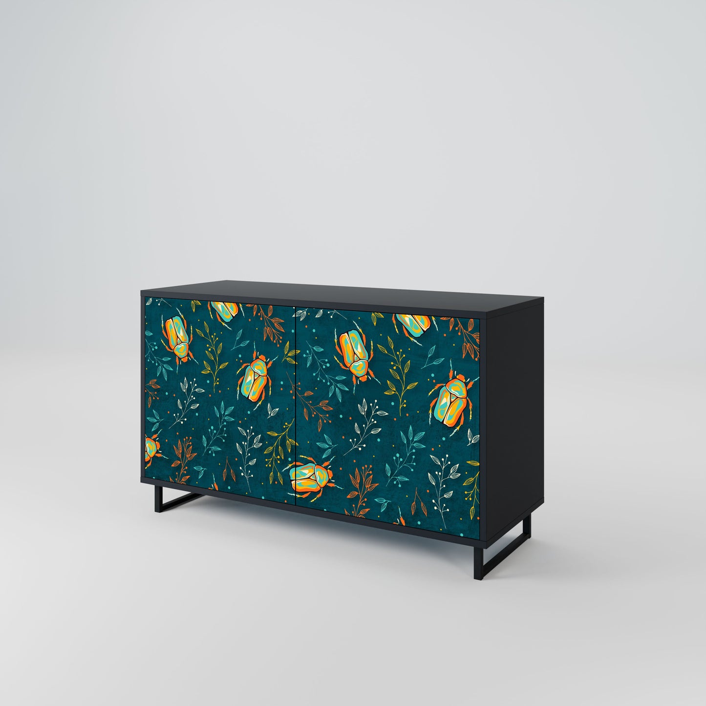 Credenza AUTUMN INSECTS a 2 ante in finitura nera