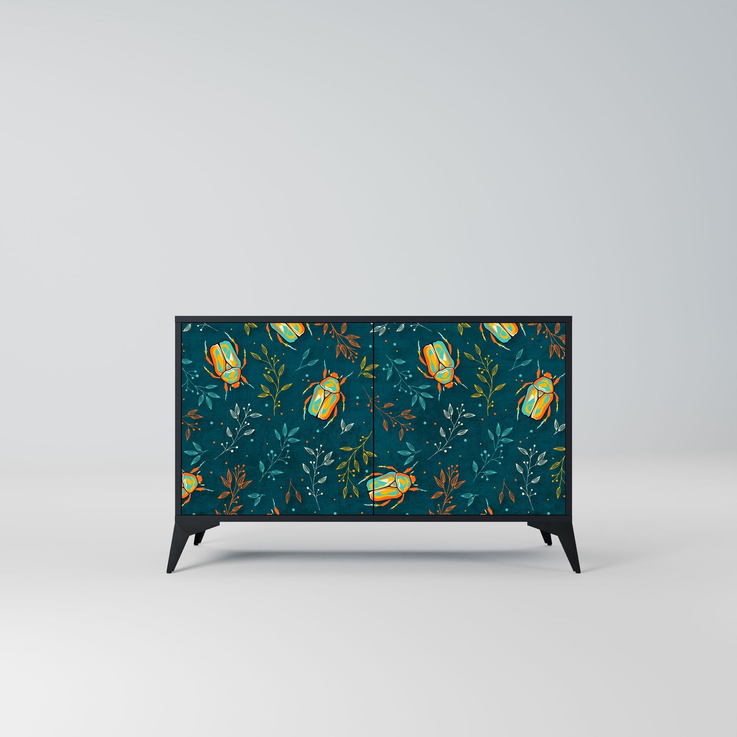 Credenza AUTUMN INSECTS a 2 ante in finitura nera