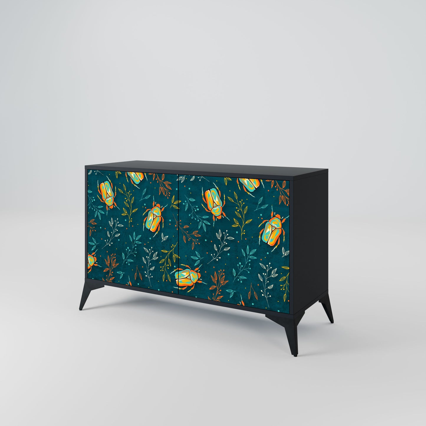 Credenza AUTUMN INSECTS a 2 ante in finitura nera