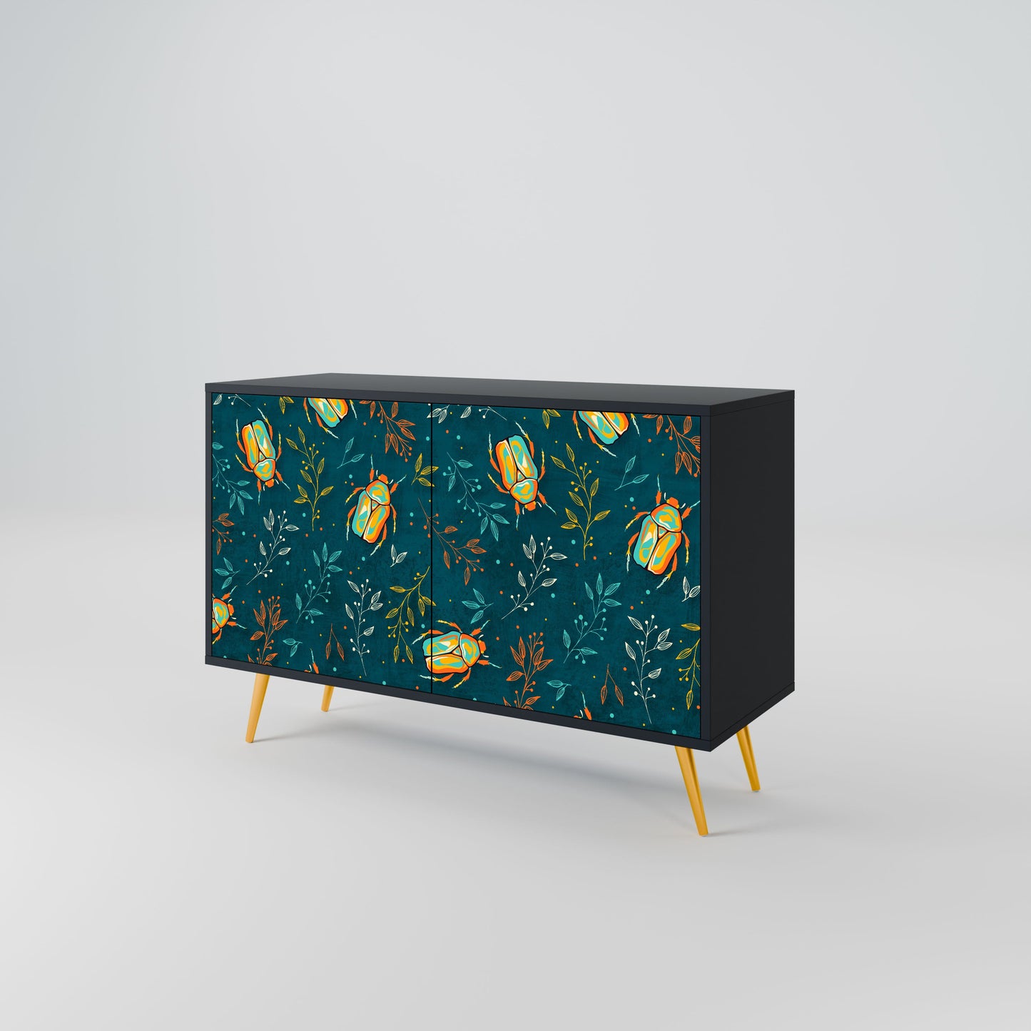 Credenza AUTUMN INSECTS a 2 ante in finitura nera