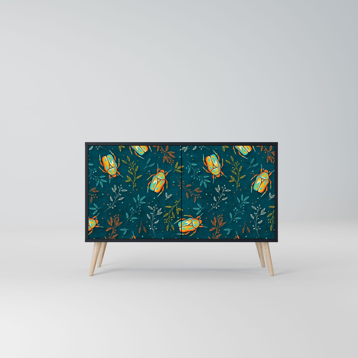 Credenza AUTUMN INSECTS a 2 ante in finitura nera