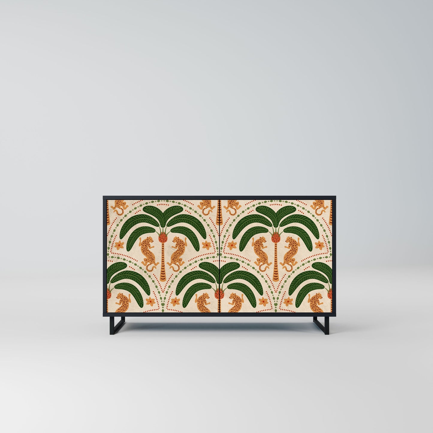 Credenza a 2 ante DANCING PREDATORS in finitura nera