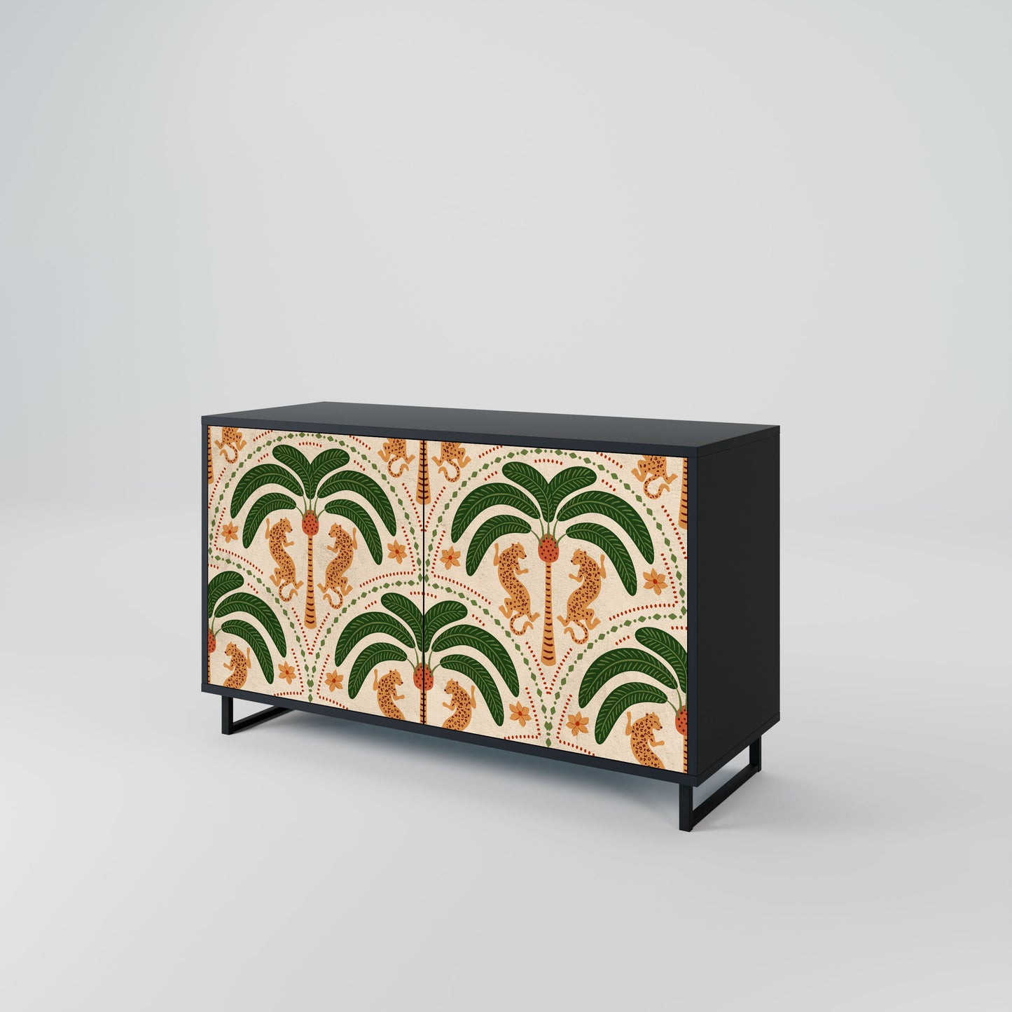 Credenza a 2 ante DANCING PREDATORS in finitura nera