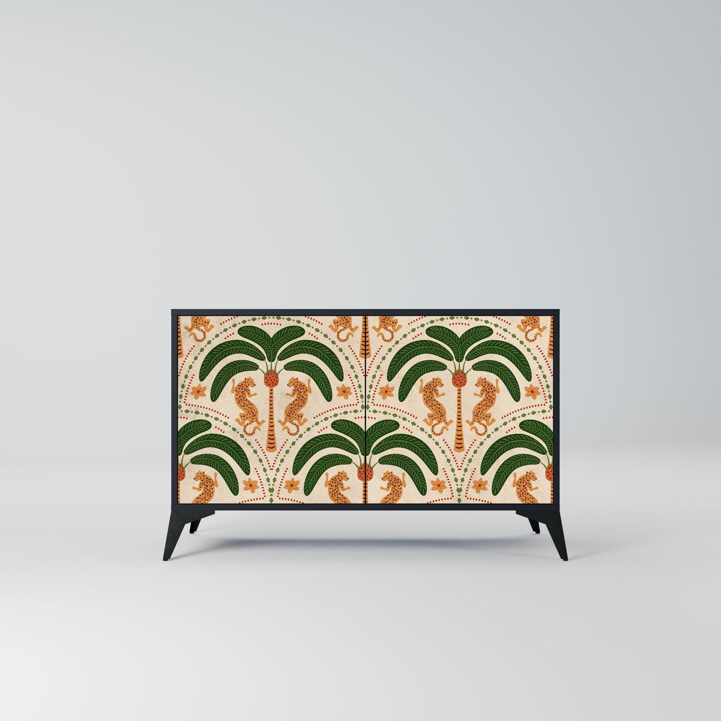 Credenza a 2 ante DANCING PREDATORS in finitura nera