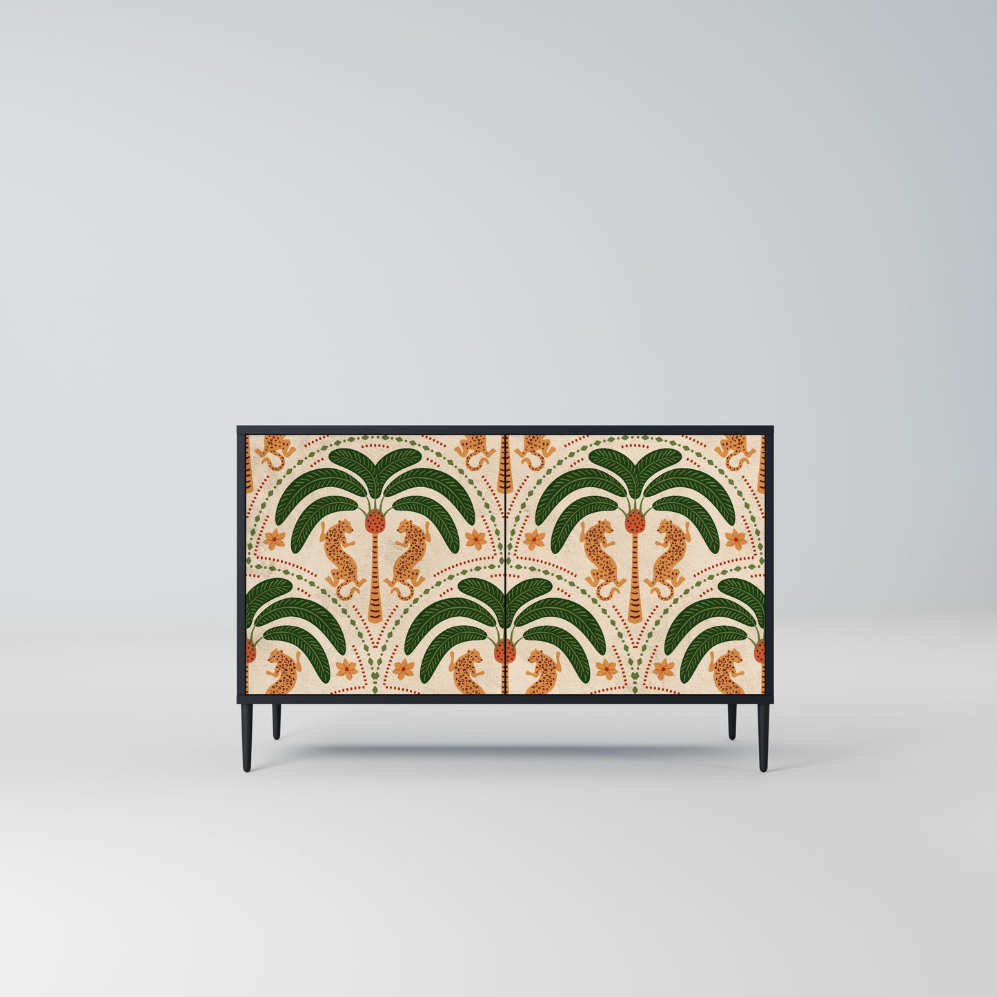 Credenza a 2 ante DANCING PREDATORS in finitura nera