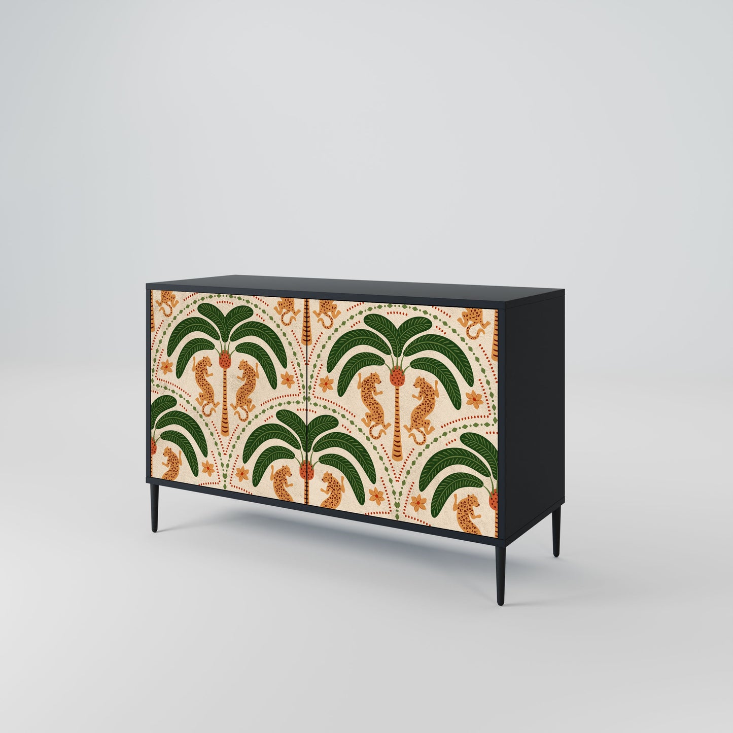 Credenza a 2 ante DANCING PREDATORS in finitura nera
