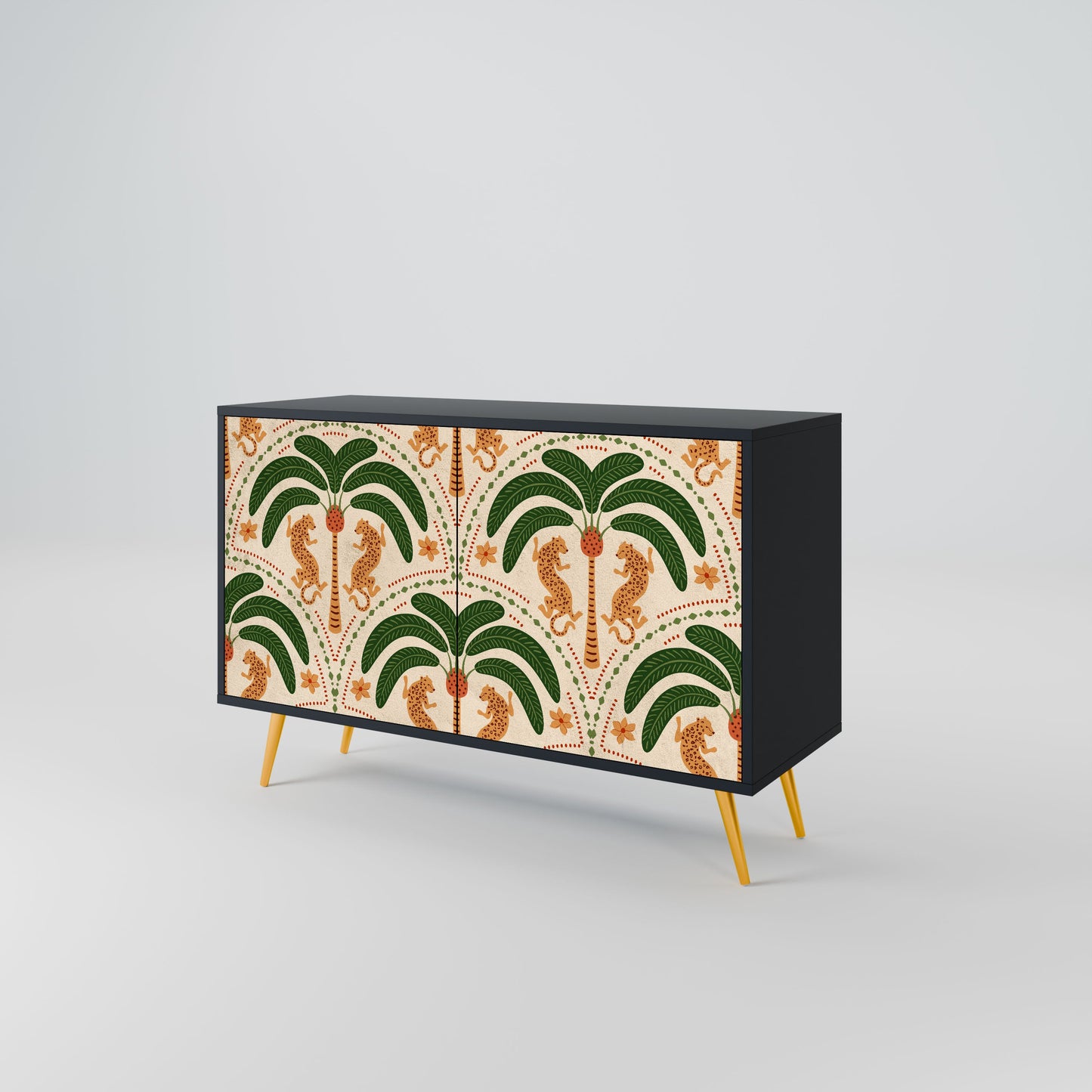 Credenza a 2 ante DANCING PREDATORS in finitura nera