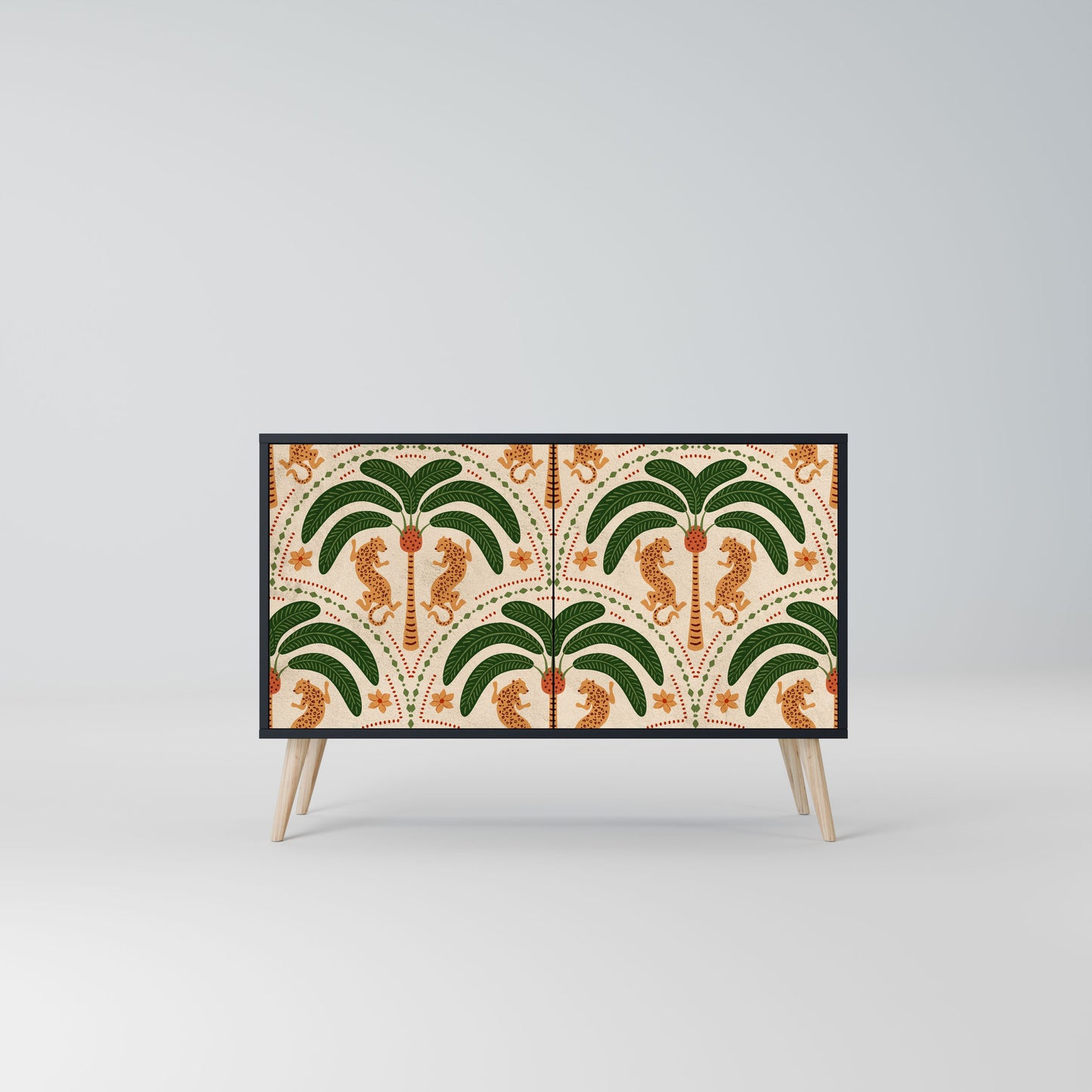 Credenza a 2 ante DANCING PREDATORS in finitura nera