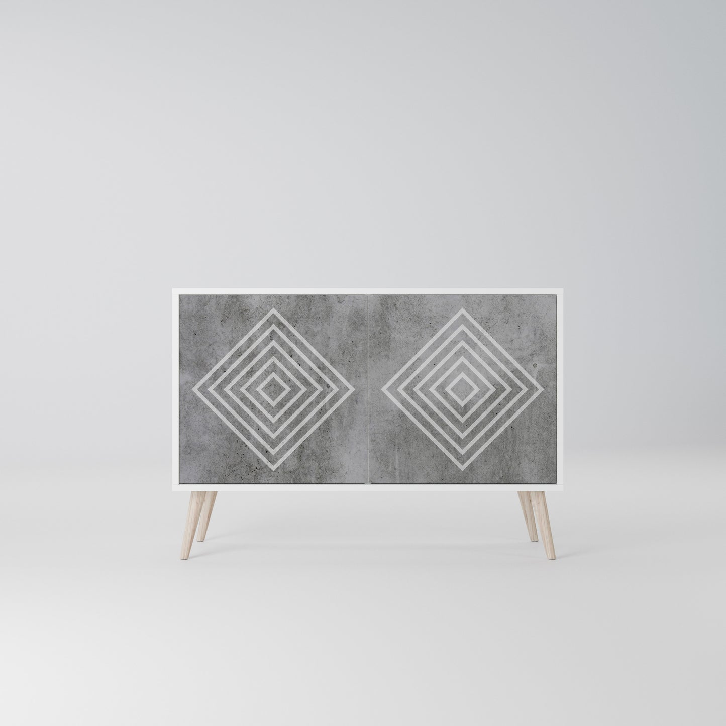 POLYGONAL ARTISTRY 2-Door Sideboard in White Finish