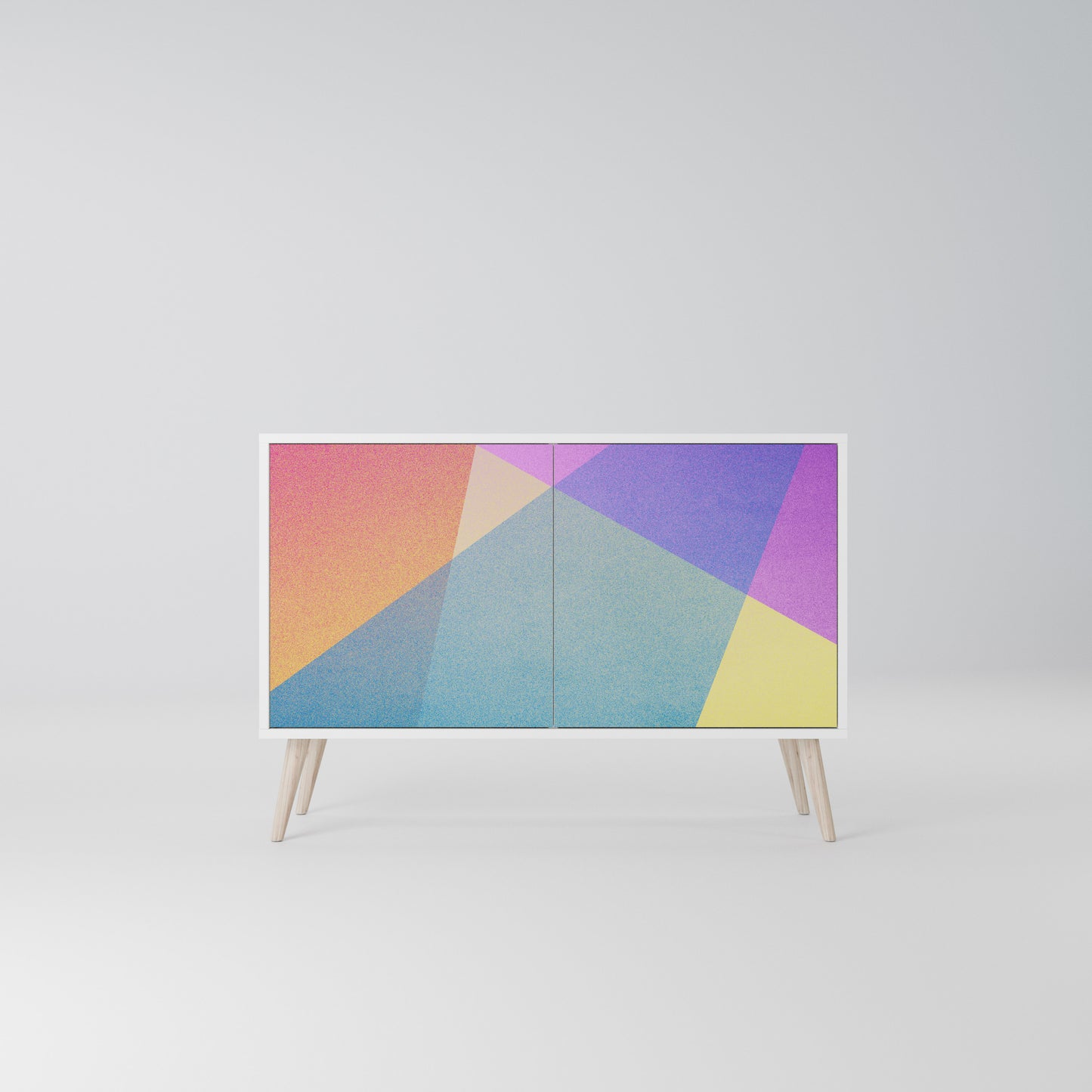 BRIGHT GEOMETRY 2-Door Sideboard in White Finish