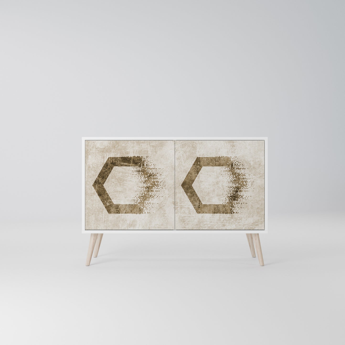 HEXAGONAL SHAPES Madia a 2 Ante in Finitura Bianca