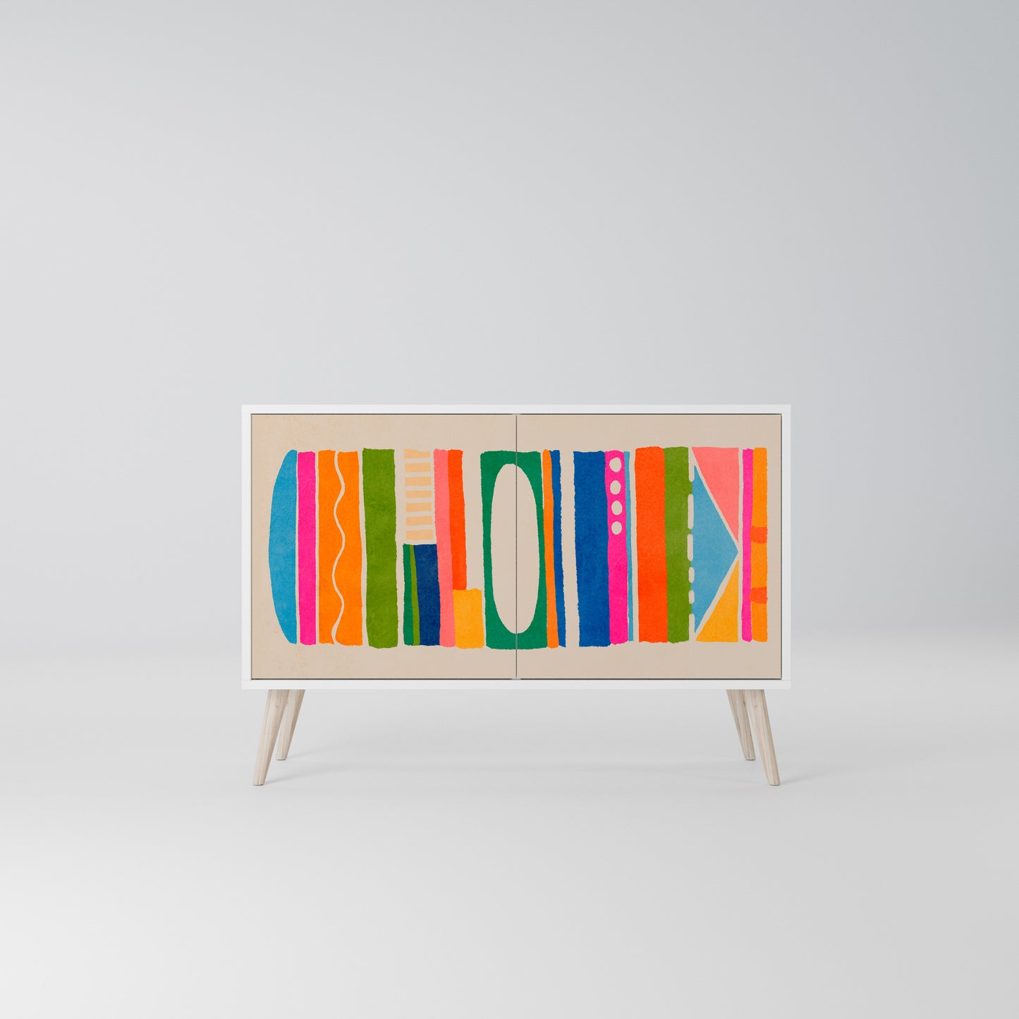 GEOMETRIC SHINE Madia a 2 Ante in Finitura Bianca
