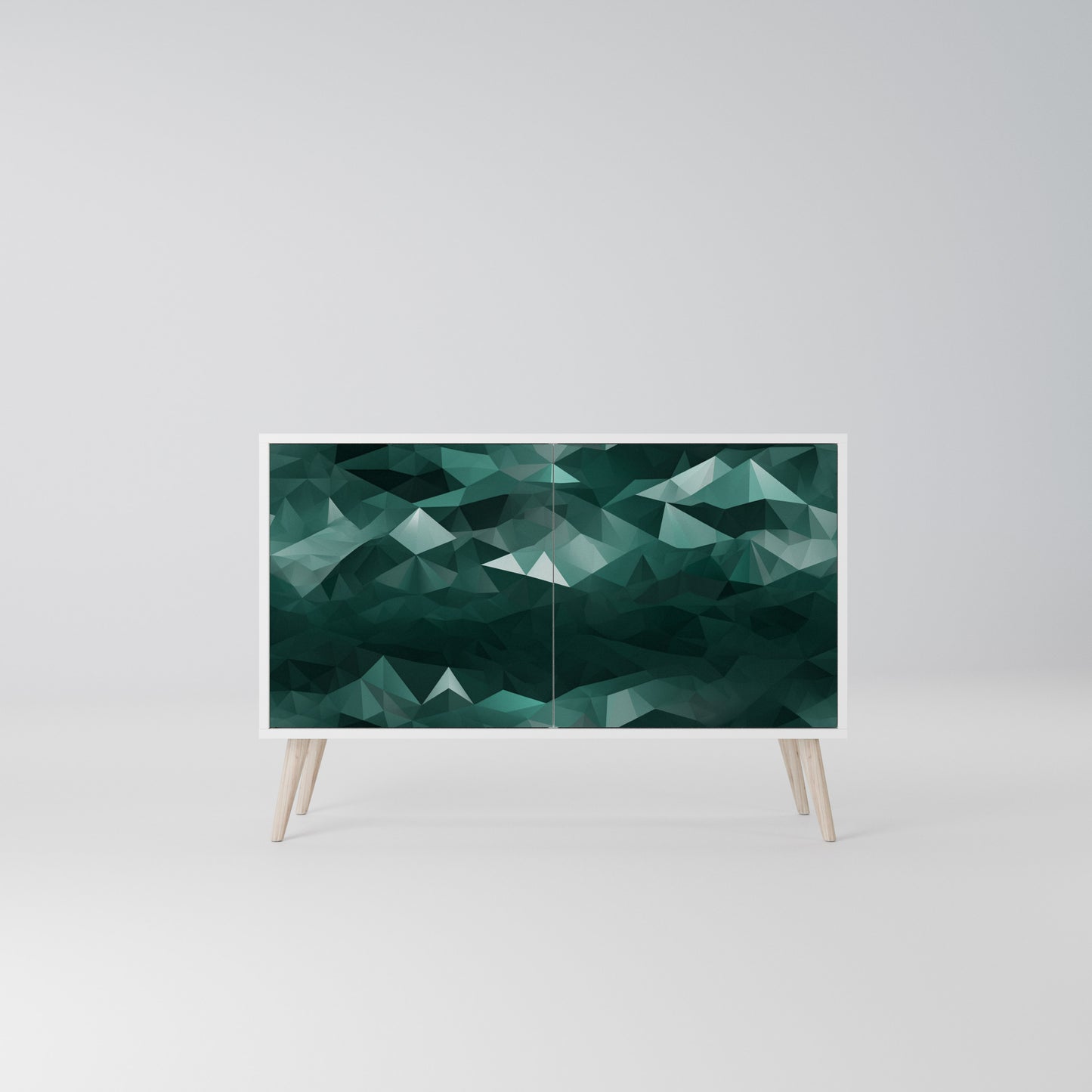 POLYGONAL FLOATING Madia a 2 Ante in Finitura Bianca