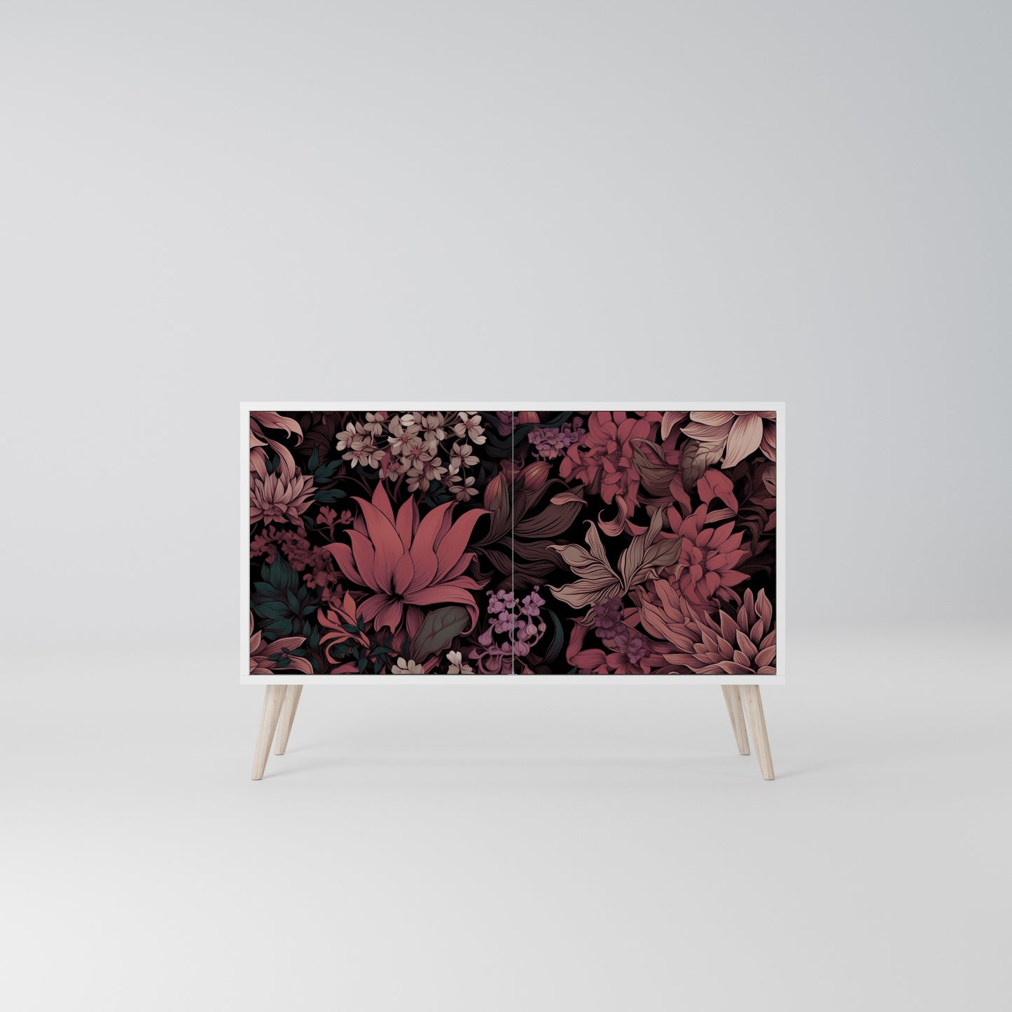 FLORAL WHISPER 2-Door Sideboard in White Finish