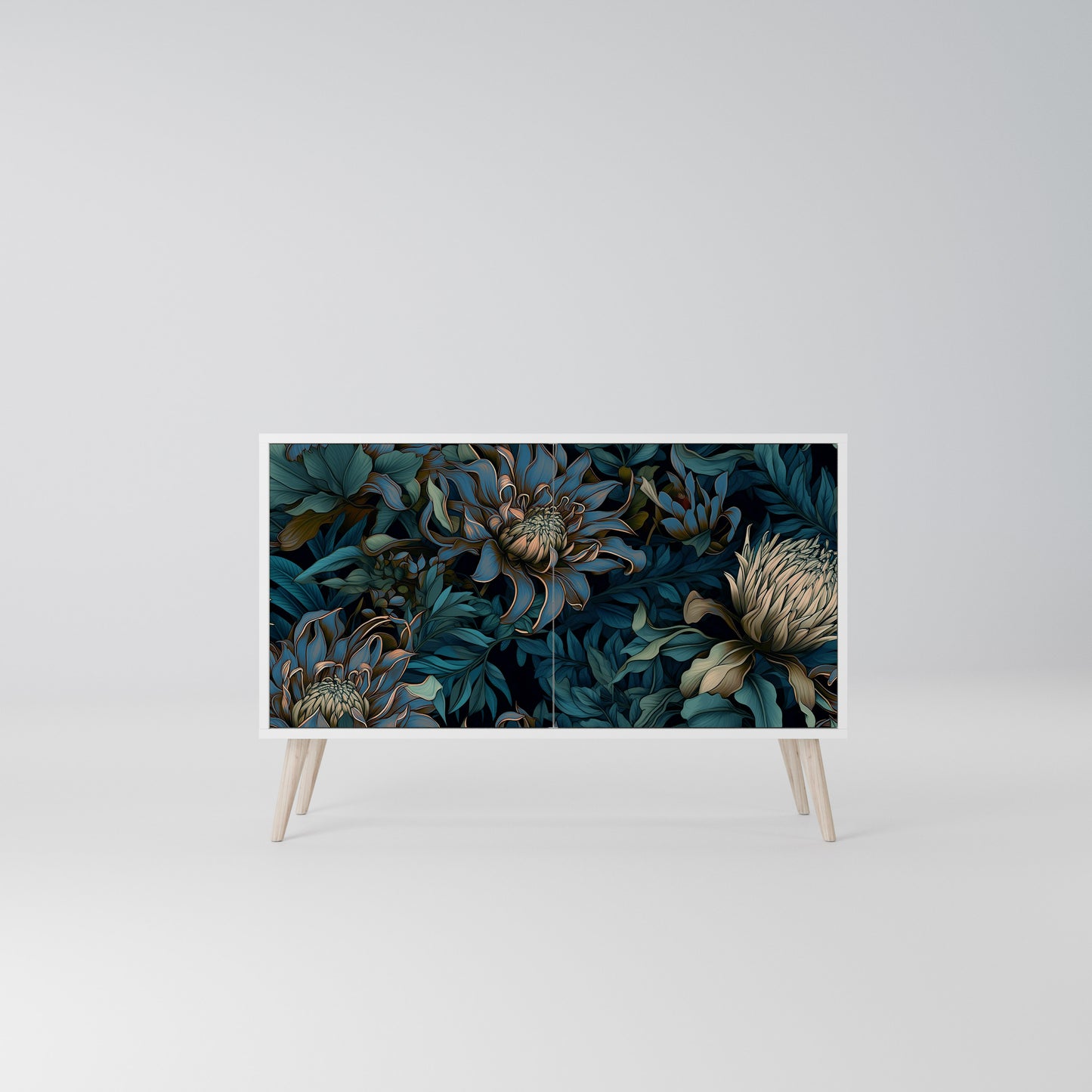 TWILIGHT BLOOM Madia a 2 Ante in Finitura Bianca