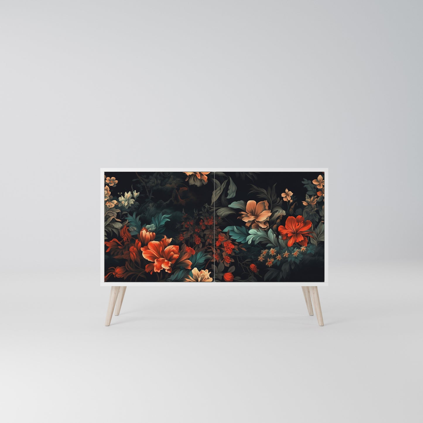 IMAGINARY BLOSSOM Madia a 2 Ante in Finitura Bianca