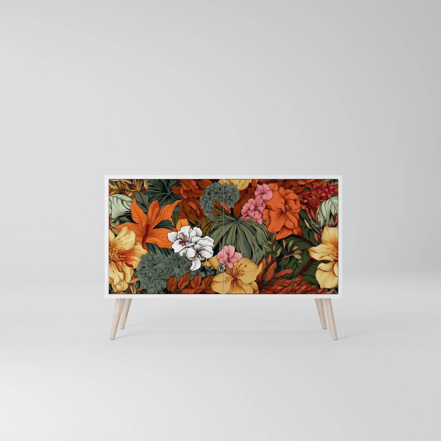 RADIANT FLORA Madia a 2 Ante in Finitura Bianca