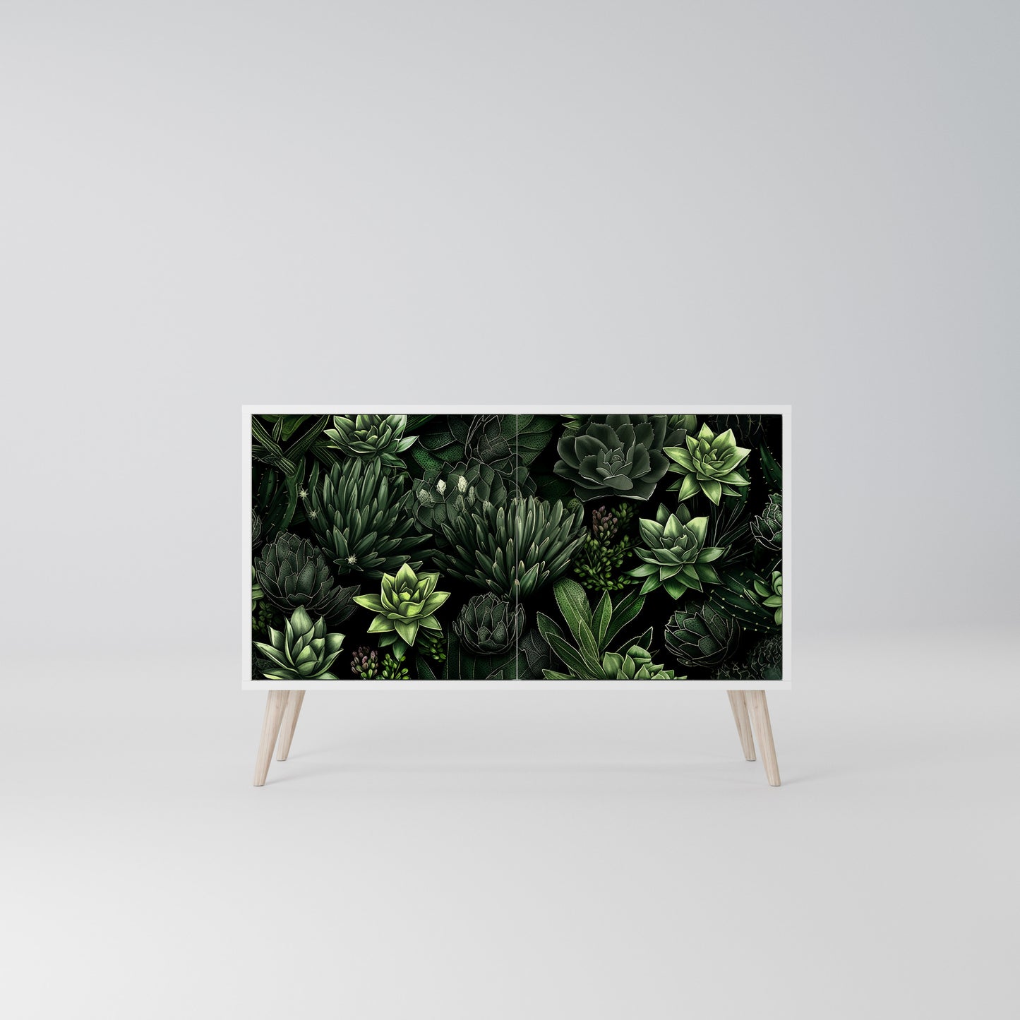 SUCCULENT JUNGLE Madia a 2 Ante in Finitura Bianca