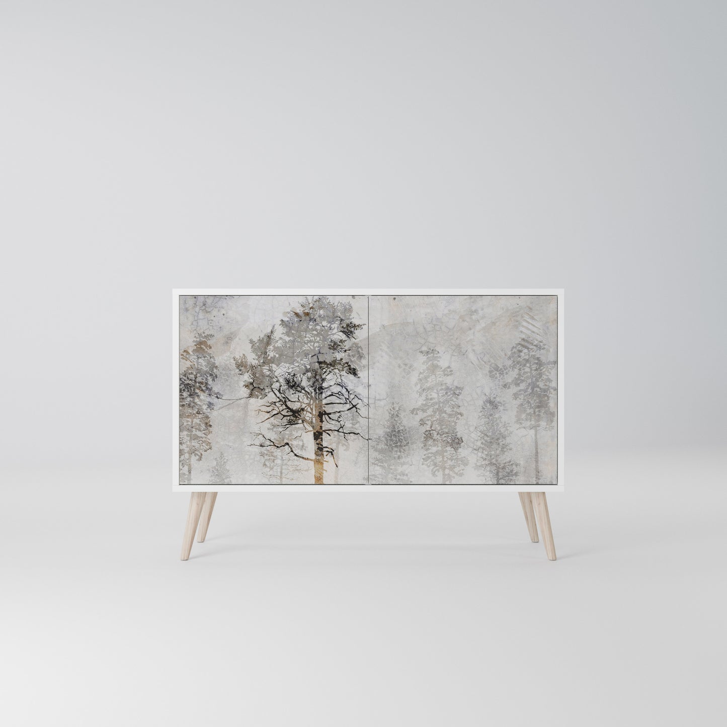 FADE IN THE TREES Madia a 2 Ante in Finitura Bianca