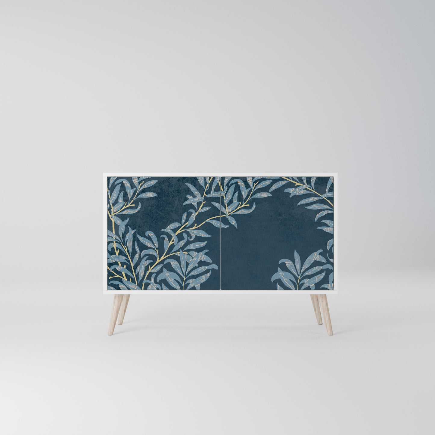 BLUE LEAVES Madia a 2 Ante in Finitura Bianca