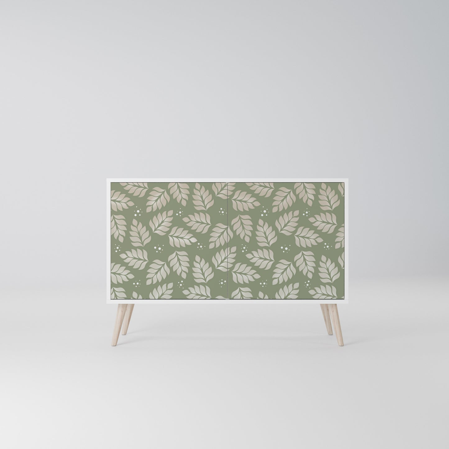 LEAVES ON GREEN Madia a 2 Ante in Finitura Bianca