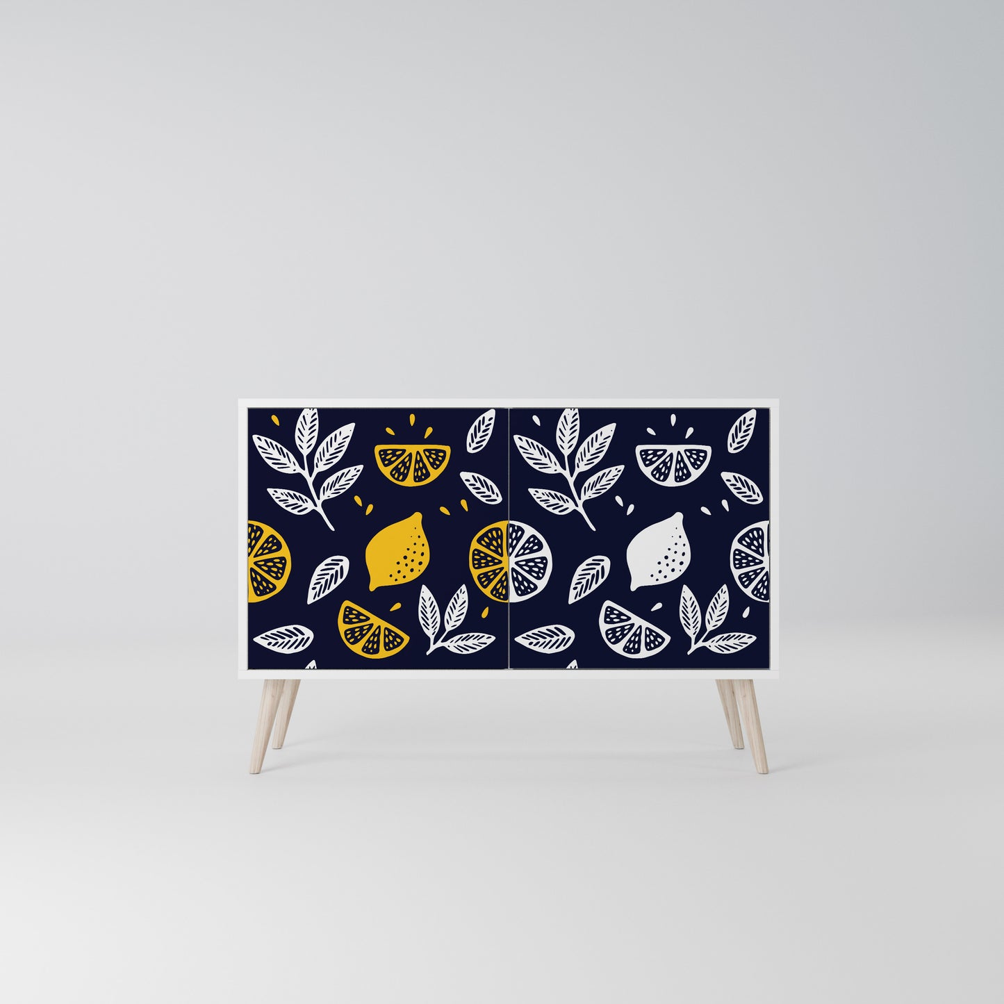 CITRUS BLACK AND WHITE Madia a 2 Ante in Finitura Bianca