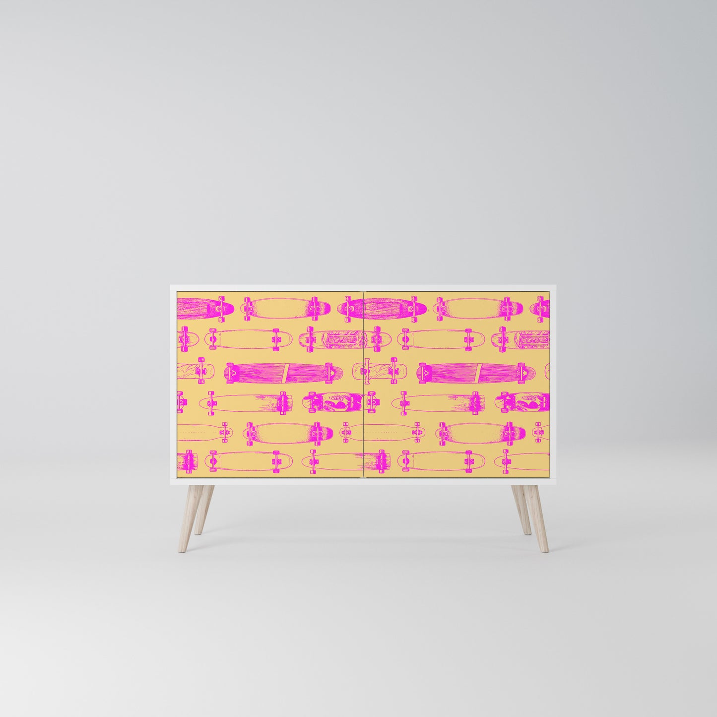 SKATEBOARD ARTISTRY Madia a 2 Ante in Finitura Bianca